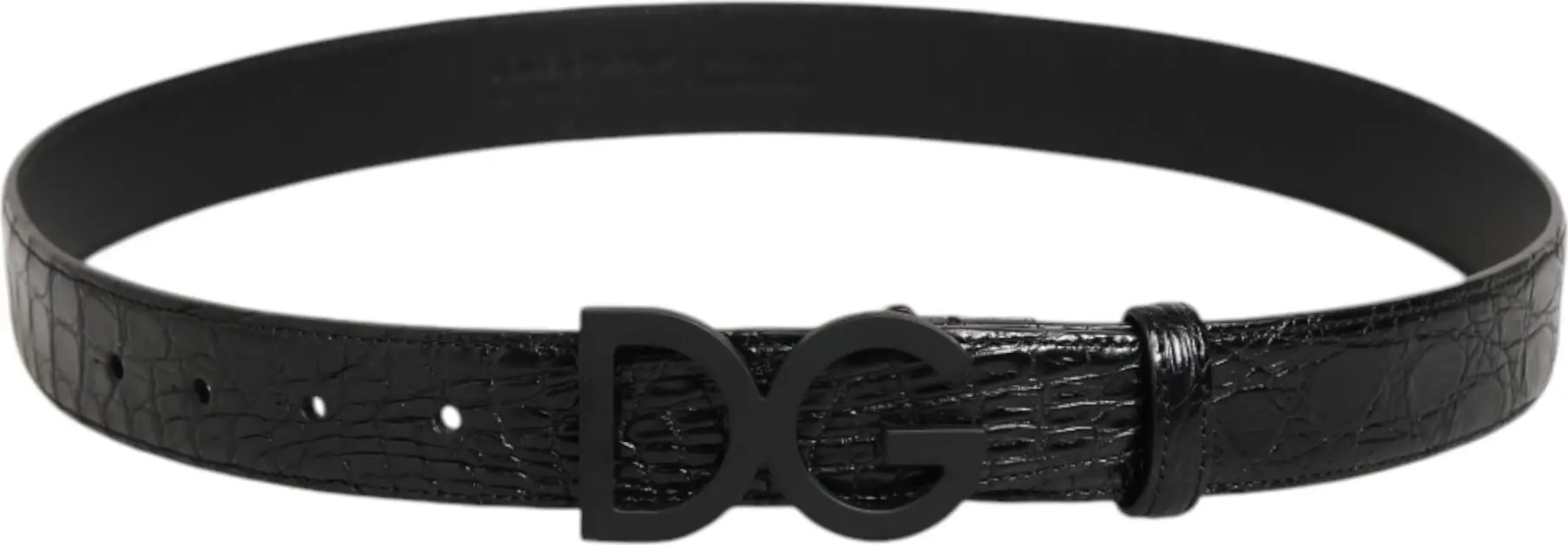 Ремень Dolce & Gabbana из черной экзотической кожи с металлической пряжкой с логотипом
