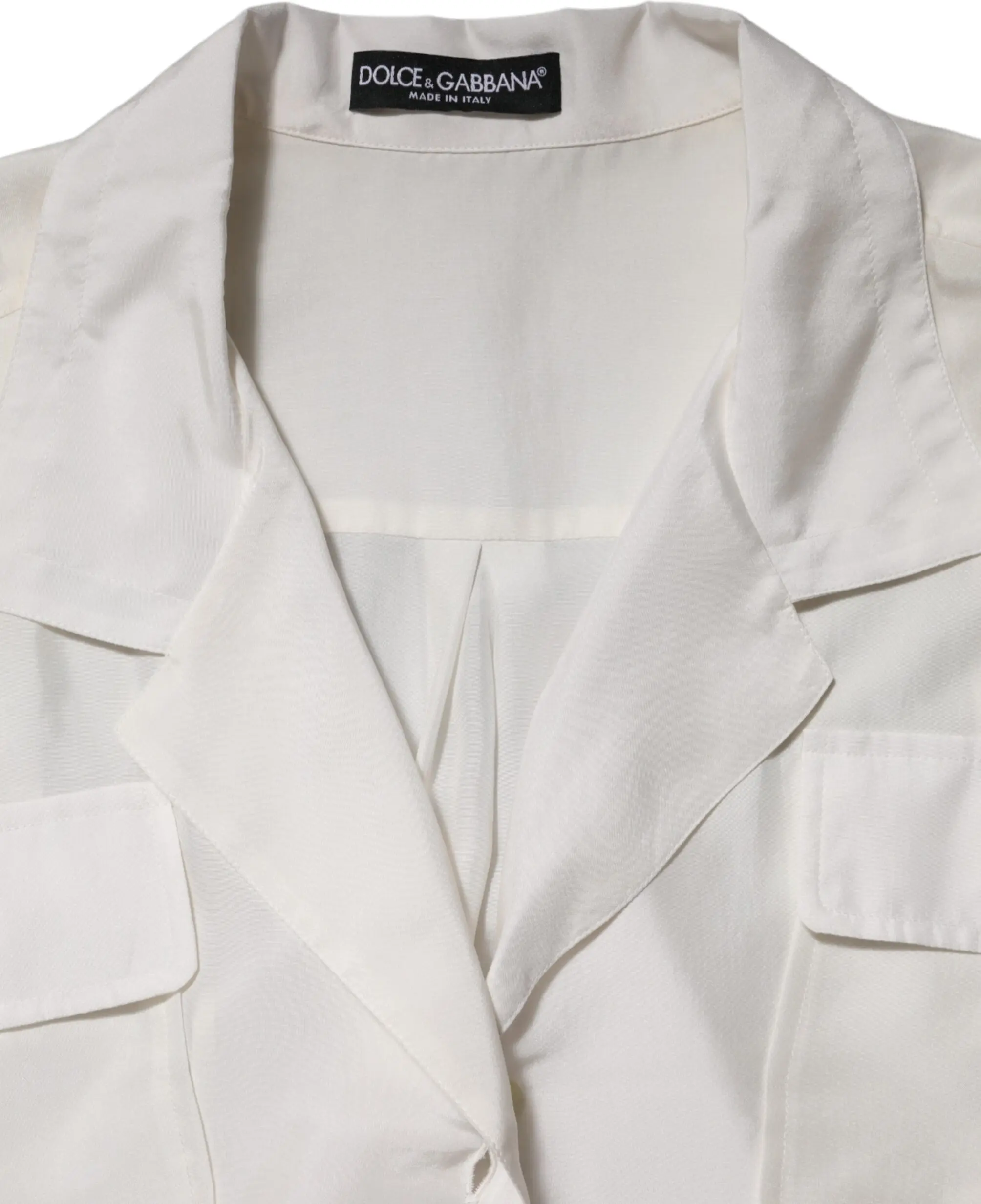 Off White Silk Button Down Polo Shirt Top Dolce & Gabbana