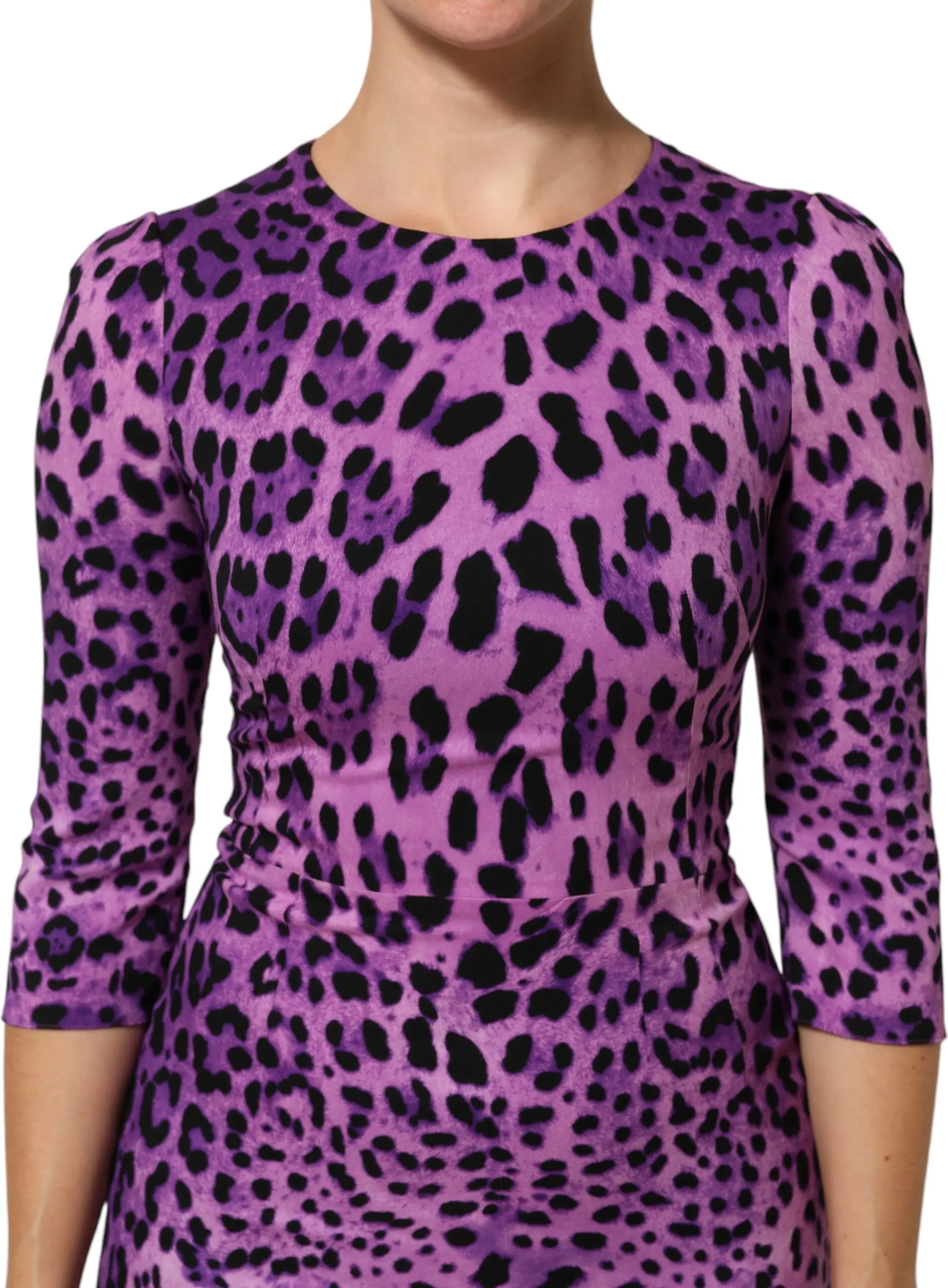 Violet Leopard Sheath Bodycon Mini Dress Dolce & Gabbana
