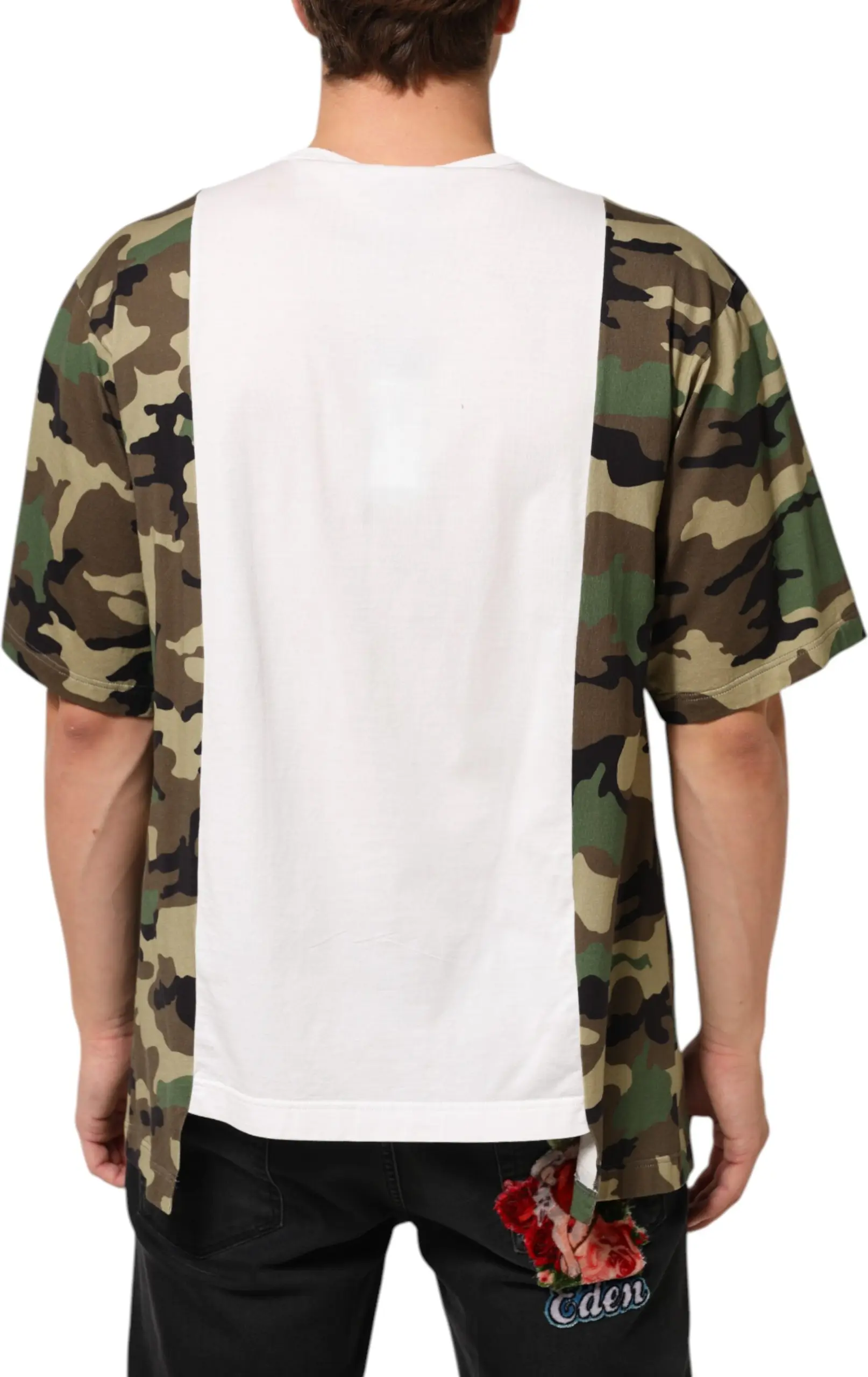 White Logo Camouflage Crew Neck Men T-shirt Dolce & Gabbana