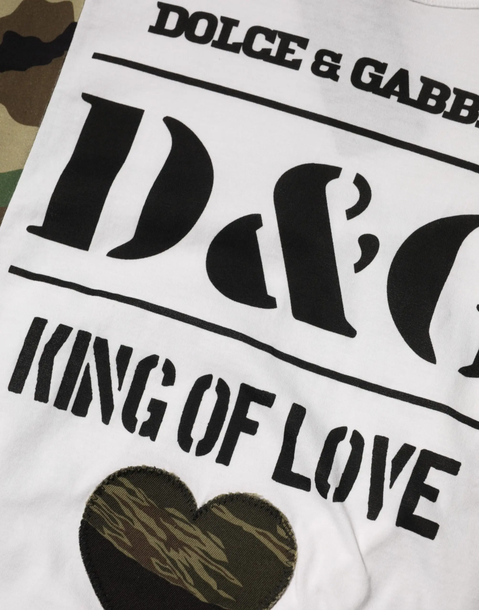 White Logo Camouflage Crew Neck Men T-shirt Dolce & Gabbana