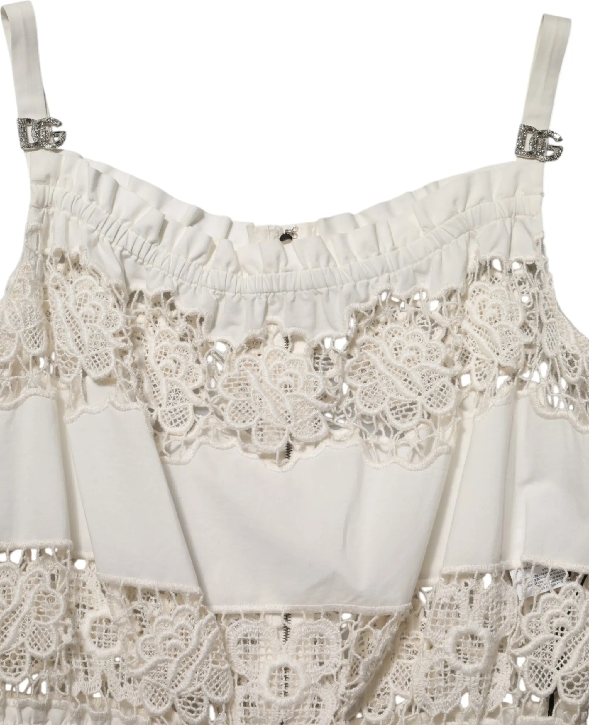White Poplin Openwork Embroidery Tank Top