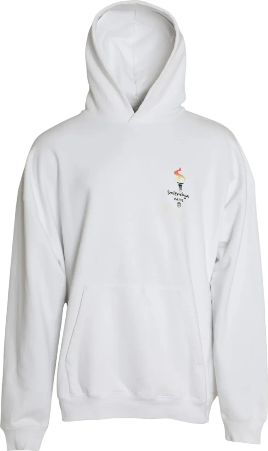 Balenciaga Sviter Oq Paxta Kapyushonli Pullover