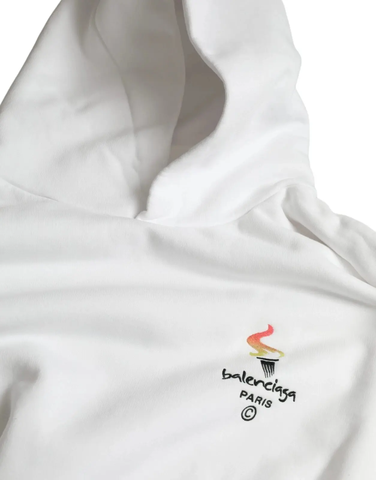 Balenciaga Sviter Oq Paxta Kapyushonli Pullover