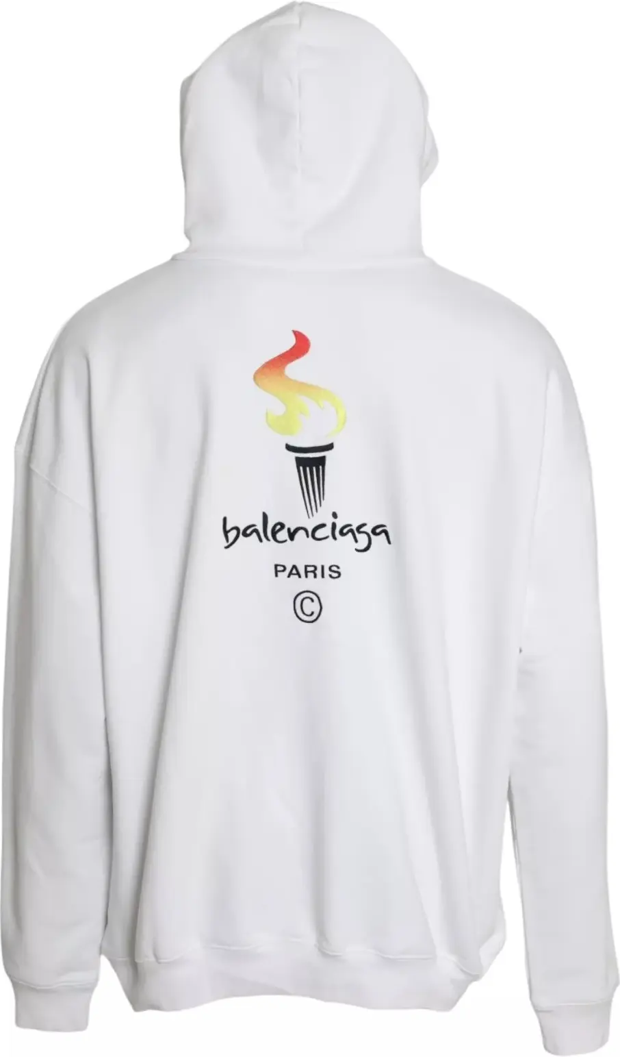Balenciaga Sviter Oq Paxta Kapyushonli Pullover