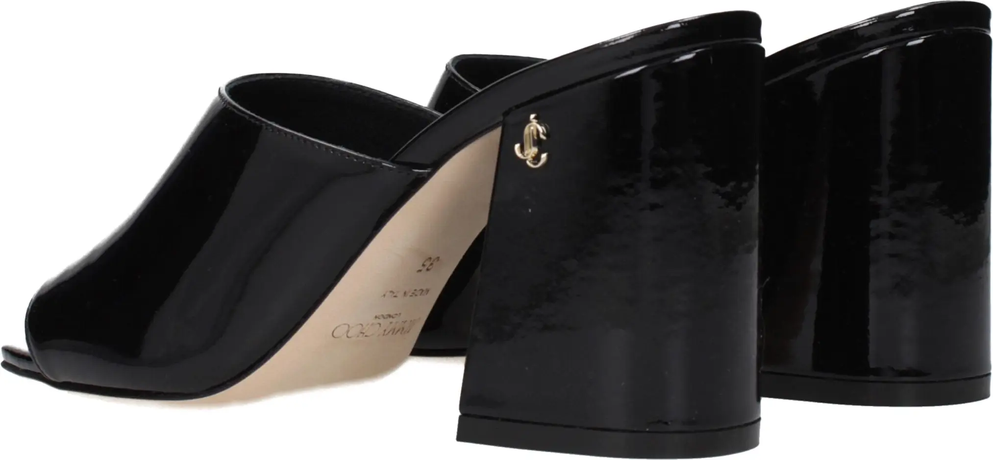 Qora charmdan platformali sandal Jimmy Choo Eyewear