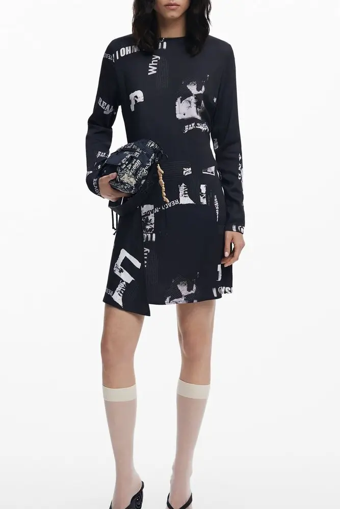 Nero Viscosa Dress Desigual