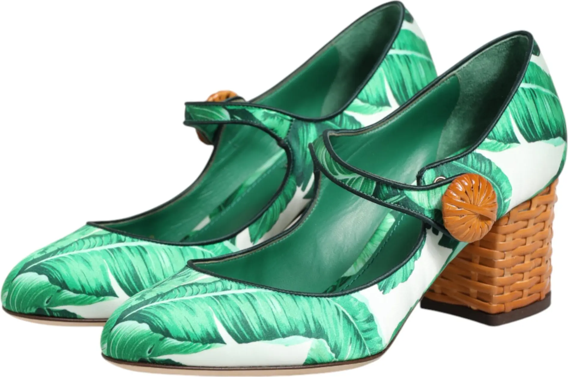 Dolce & Gabbana Yashil Ipak Mary Janes Sandoz