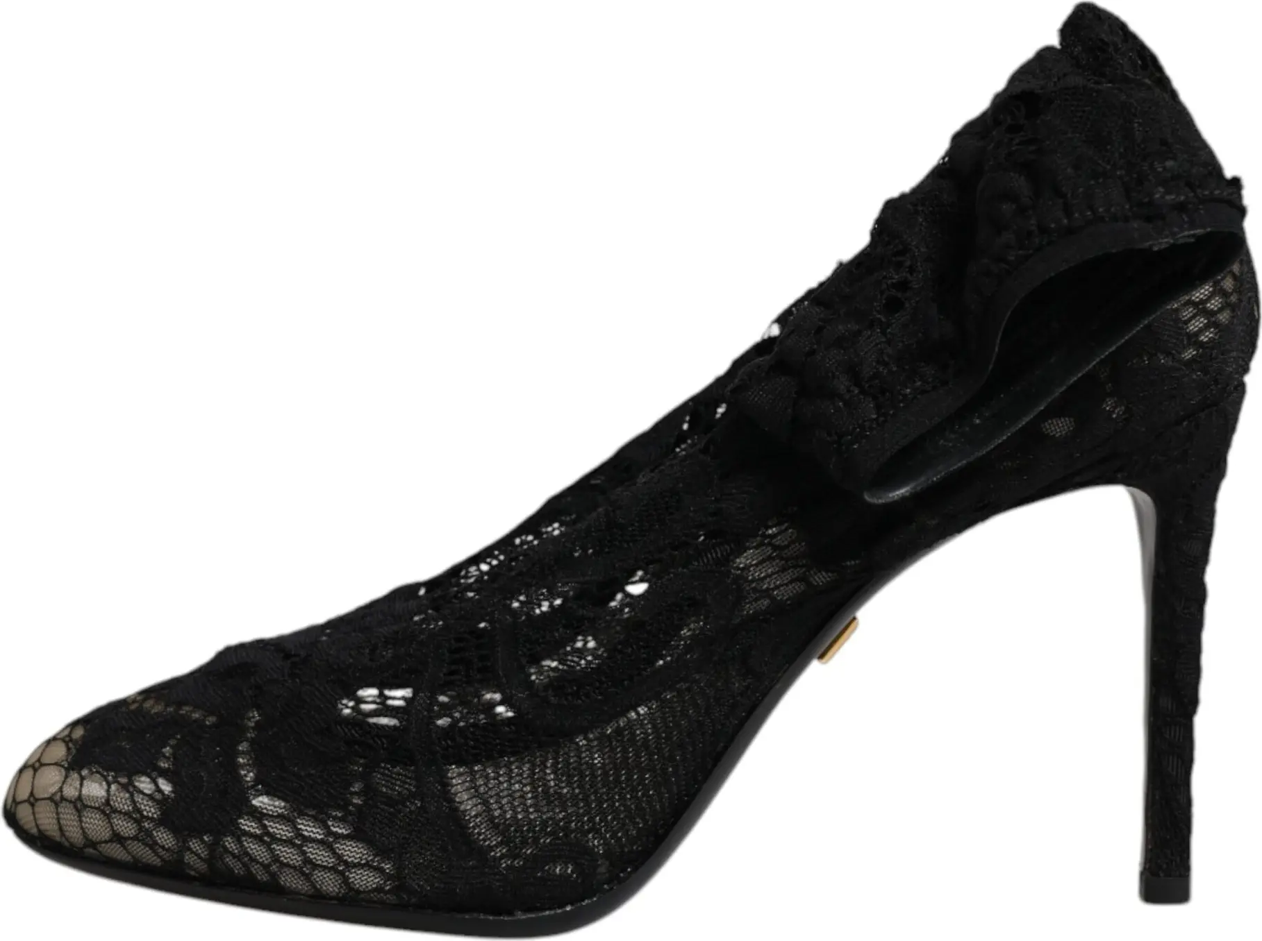 Shoes Dolce & Gabbana Black Lace Stretch Heels Mid Calf Boots