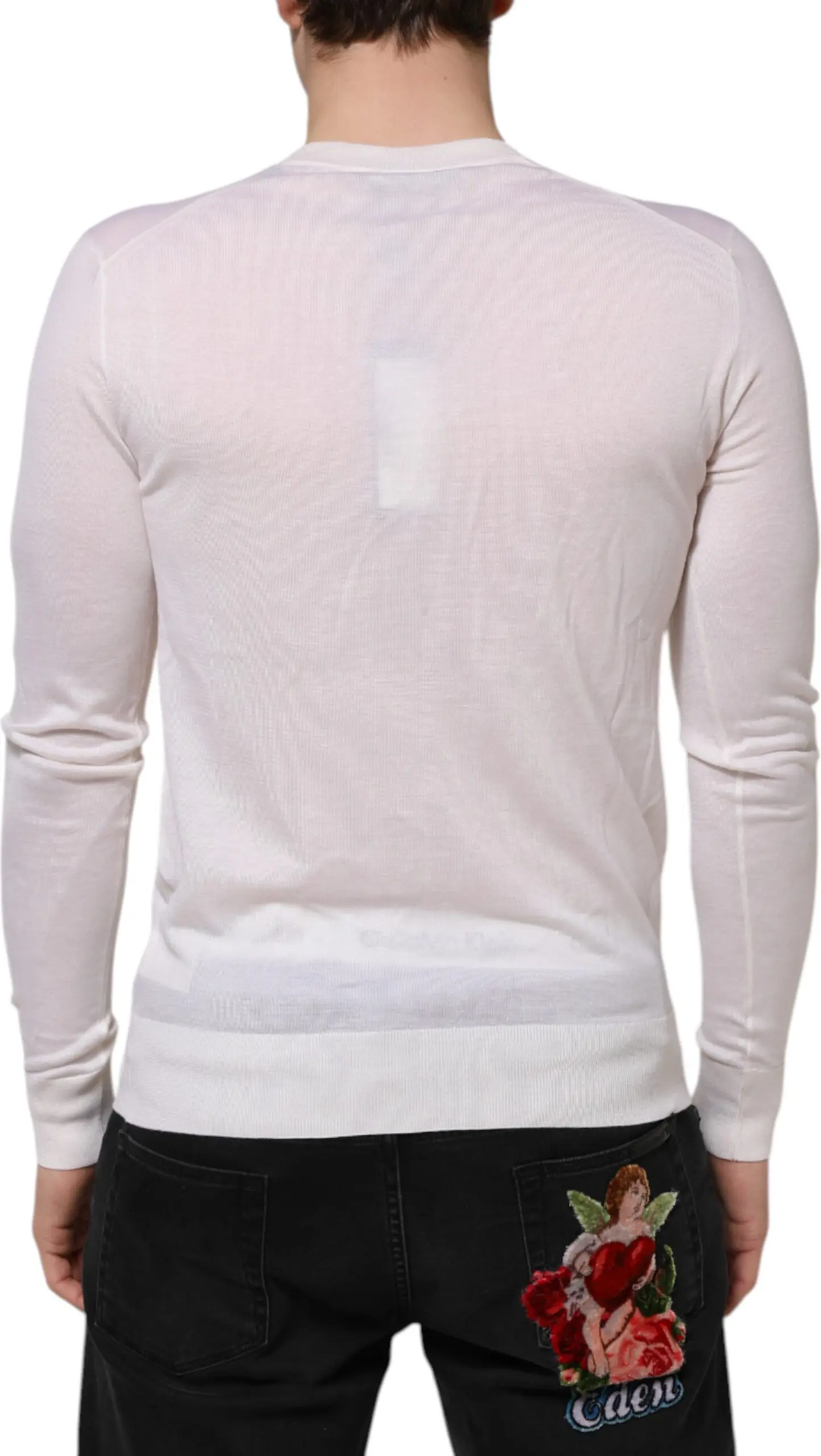 White Cashmere V-neck Pullover Sweater Dolce & Gabbana