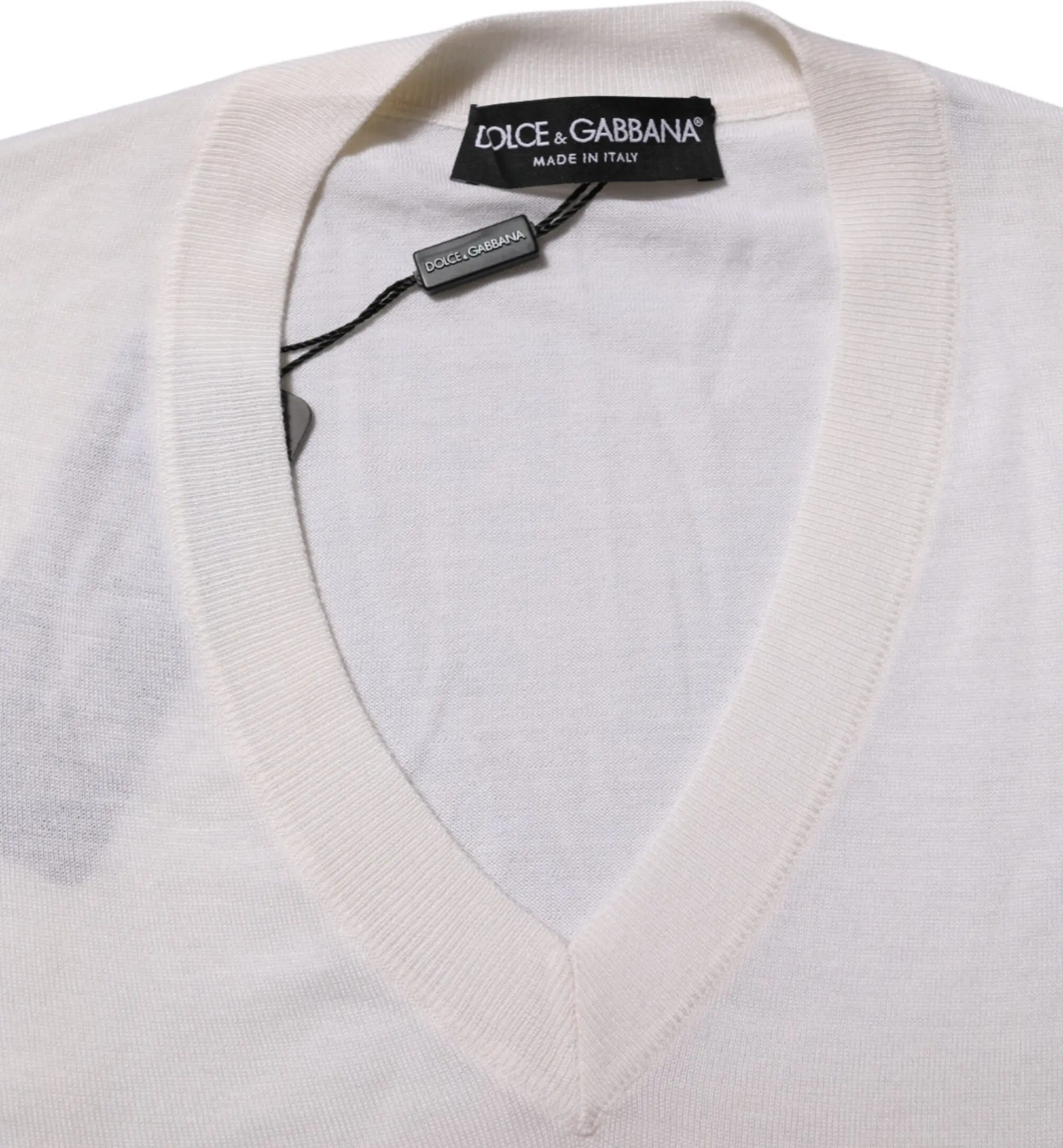 White Cashmere V-neck Pullover Sweater Dolce & Gabbana