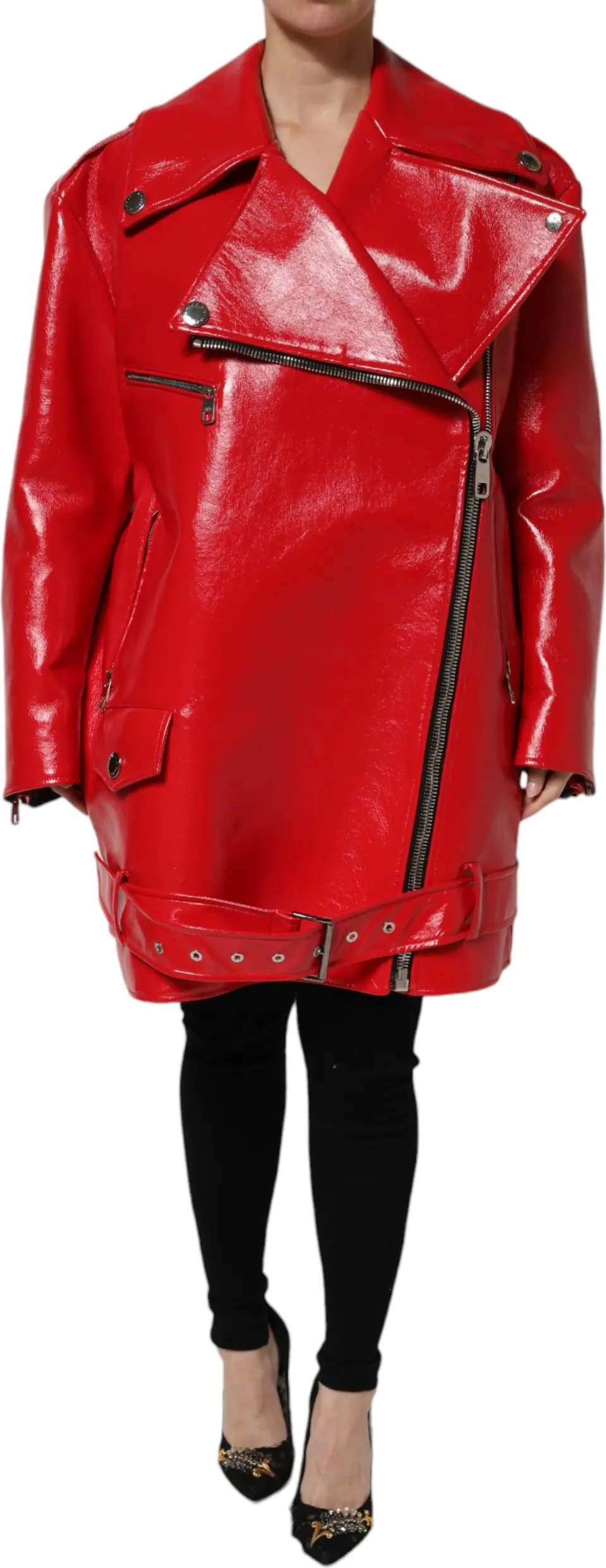 Red Lambskin Full Zipper Jacket Dolce & Gabbana