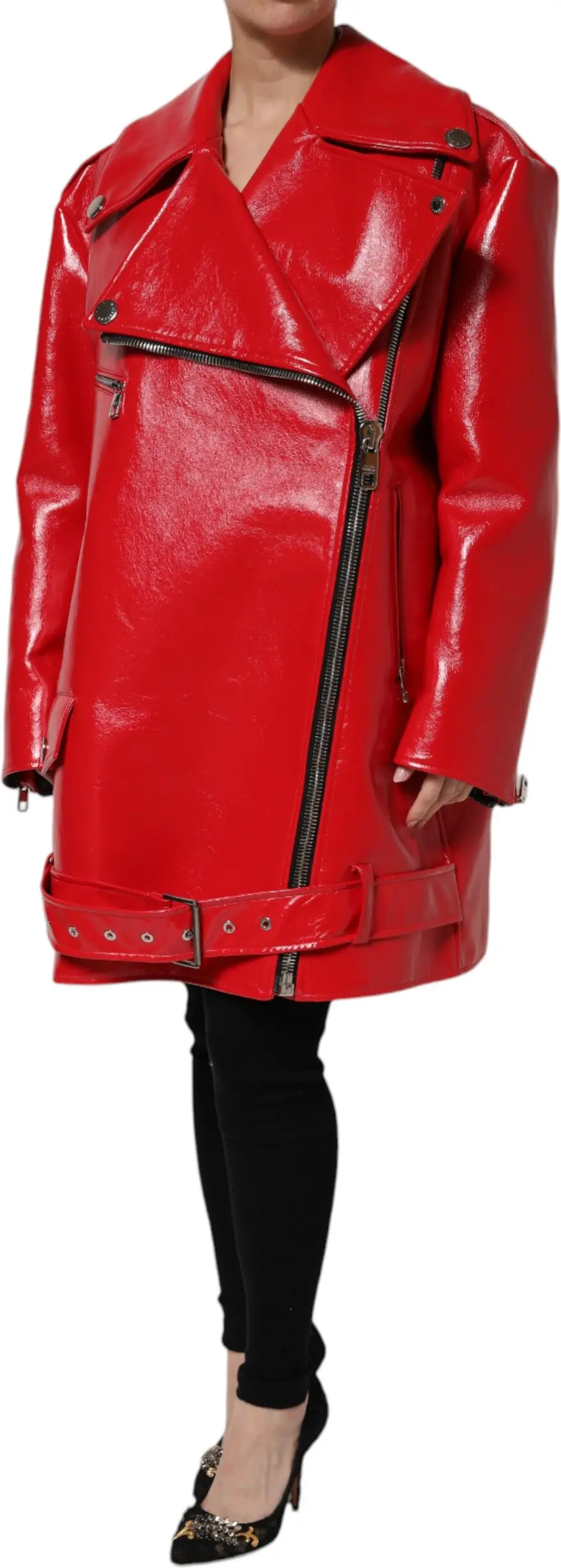 Red Lambskin Full Zipper Jacket Dolce & Gabbana