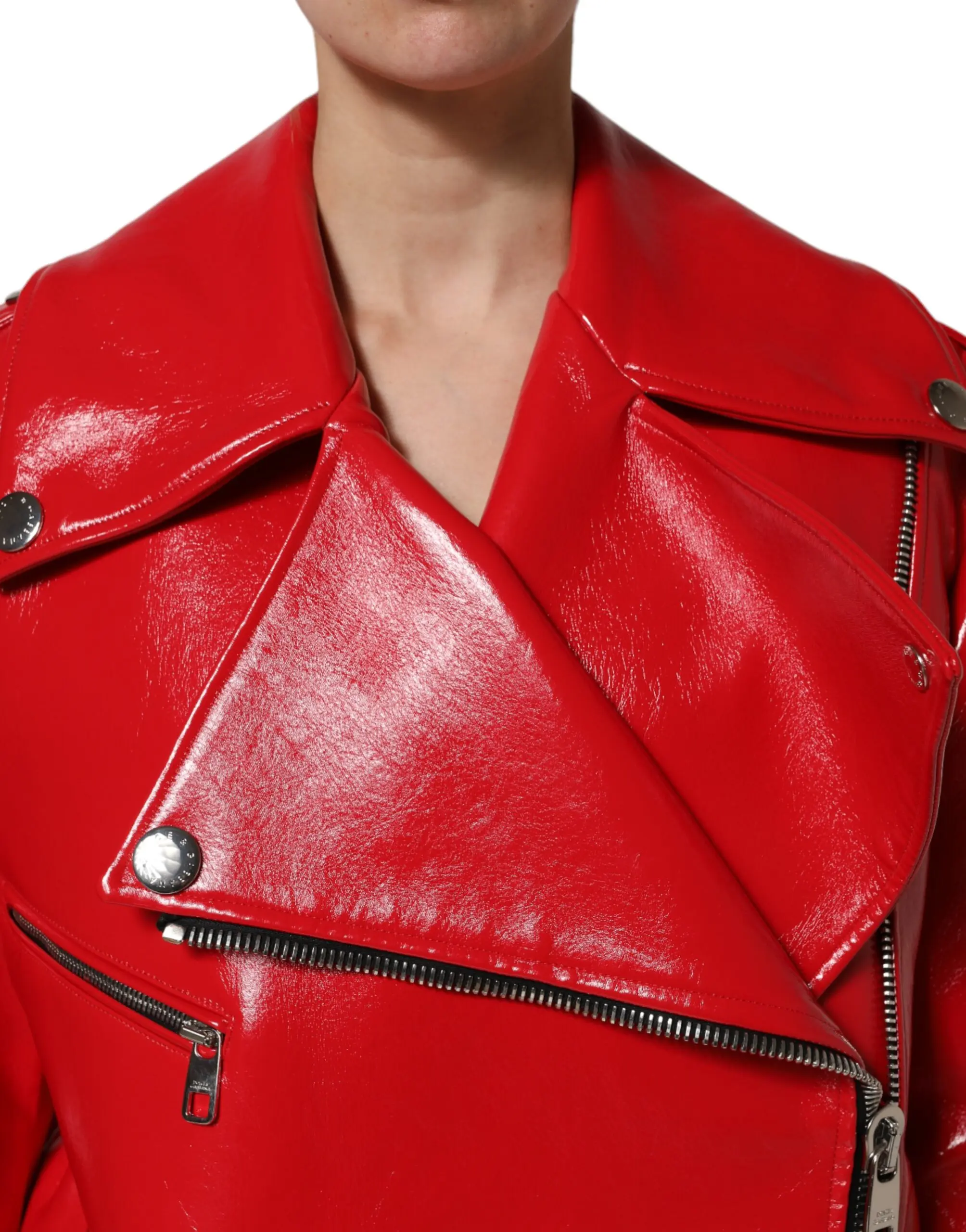 Red Lambskin Full Zipper Jacket Dolce & Gabbana