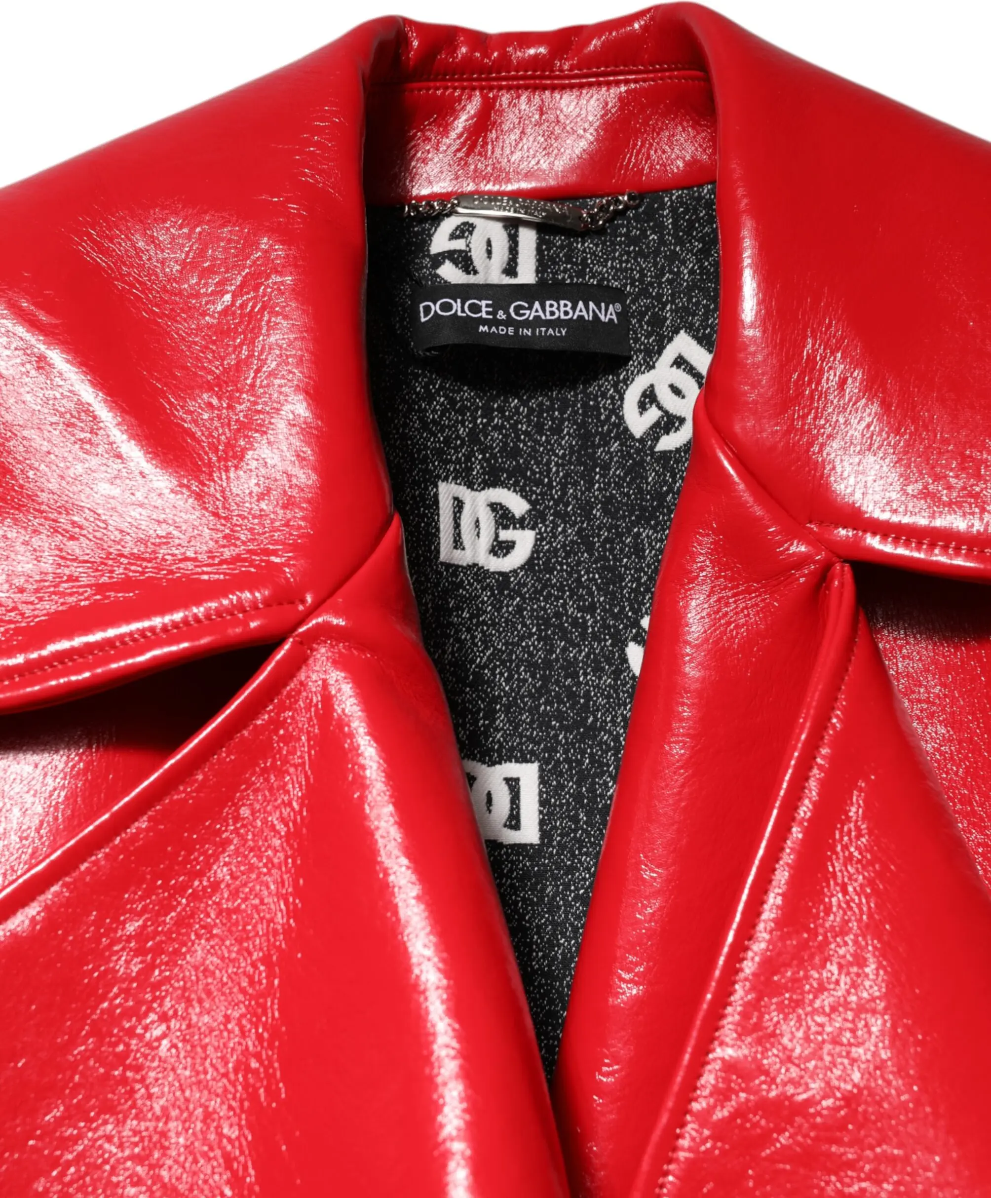 Red Lambskin Full Zipper Jacket Dolce & Gabbana