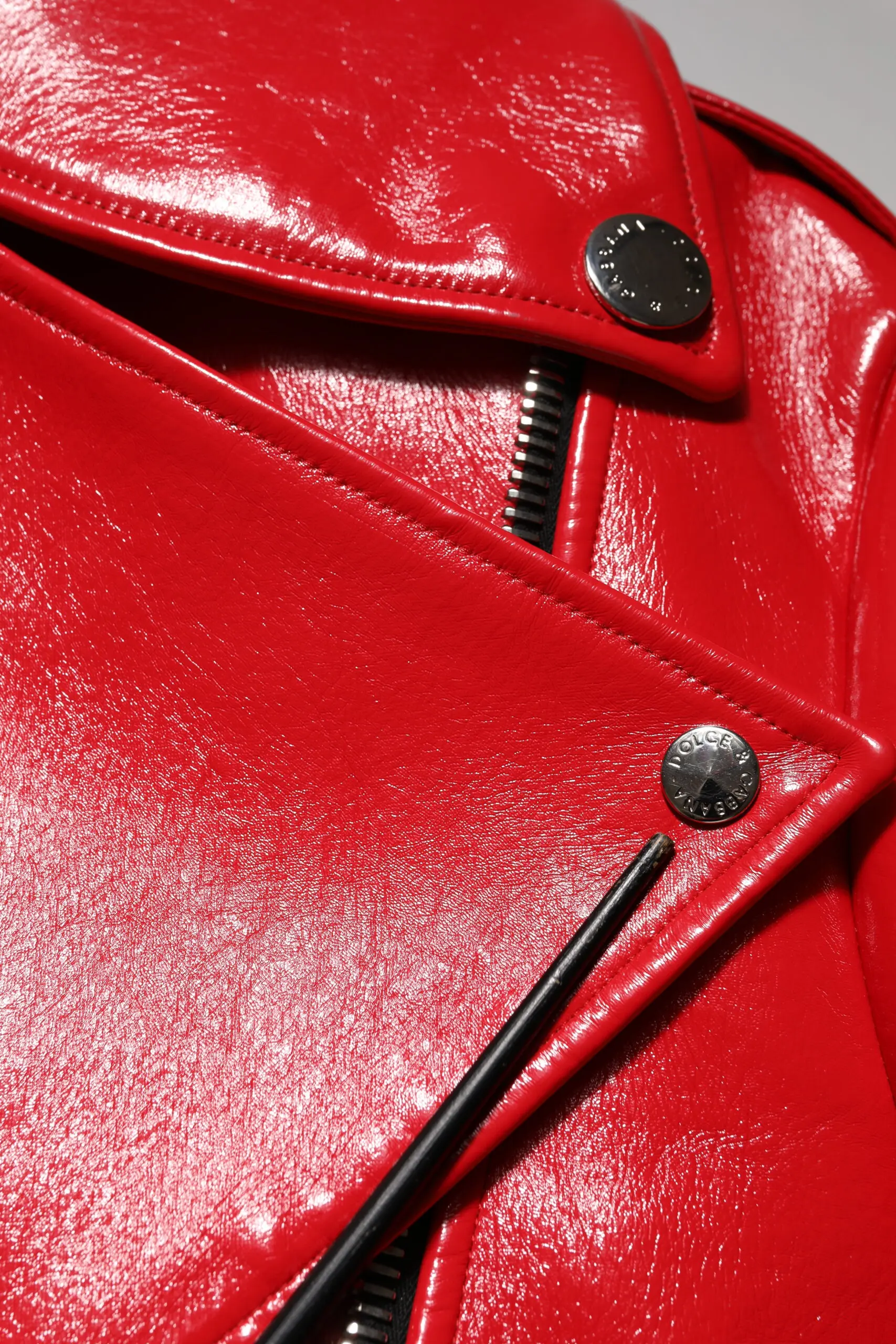 Red Lambskin Full Zipper Jacket Dolce & Gabbana
