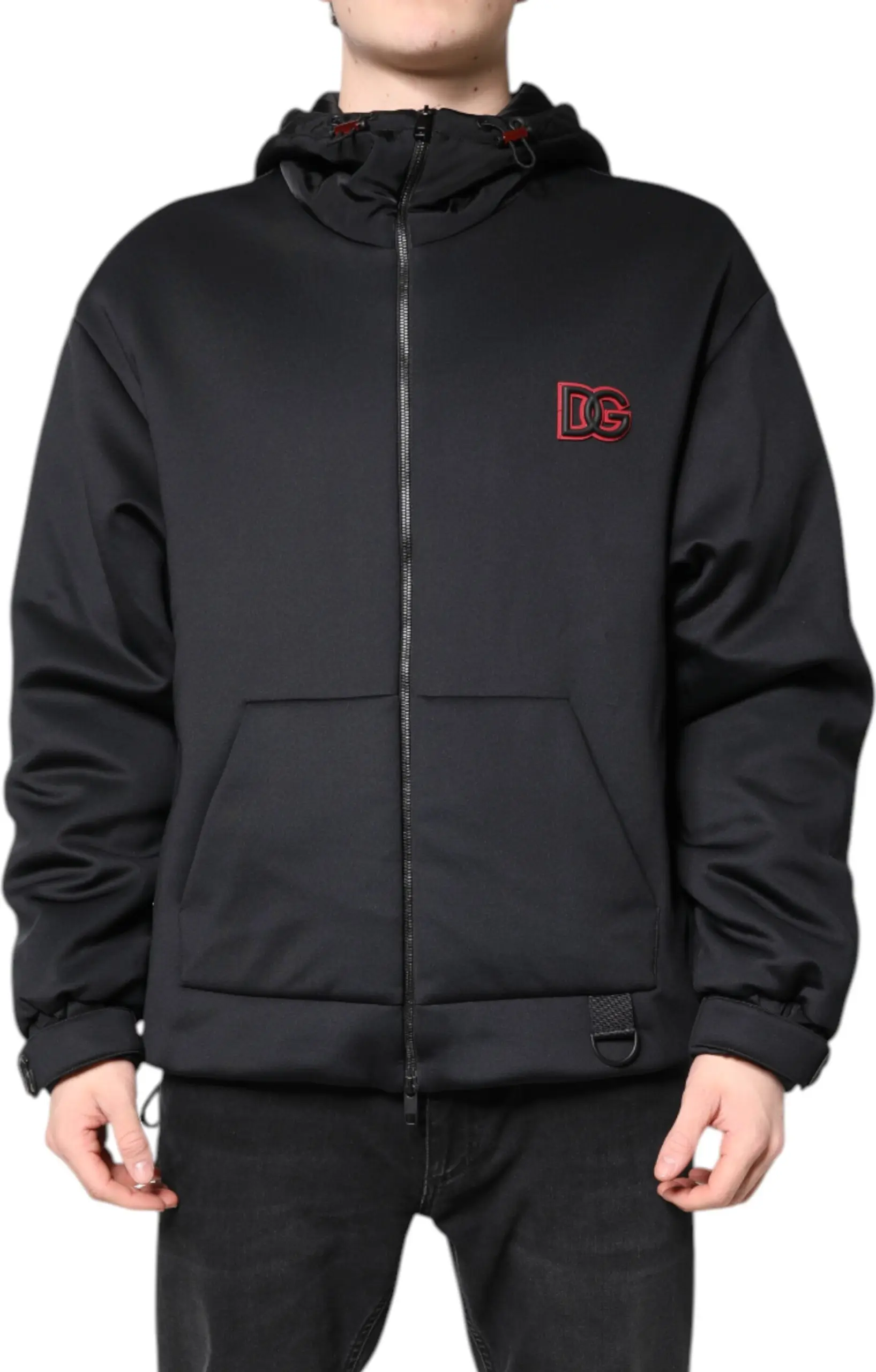 Dolce & Gabbana Qora Poliester DG Kichkintoy Jaketi