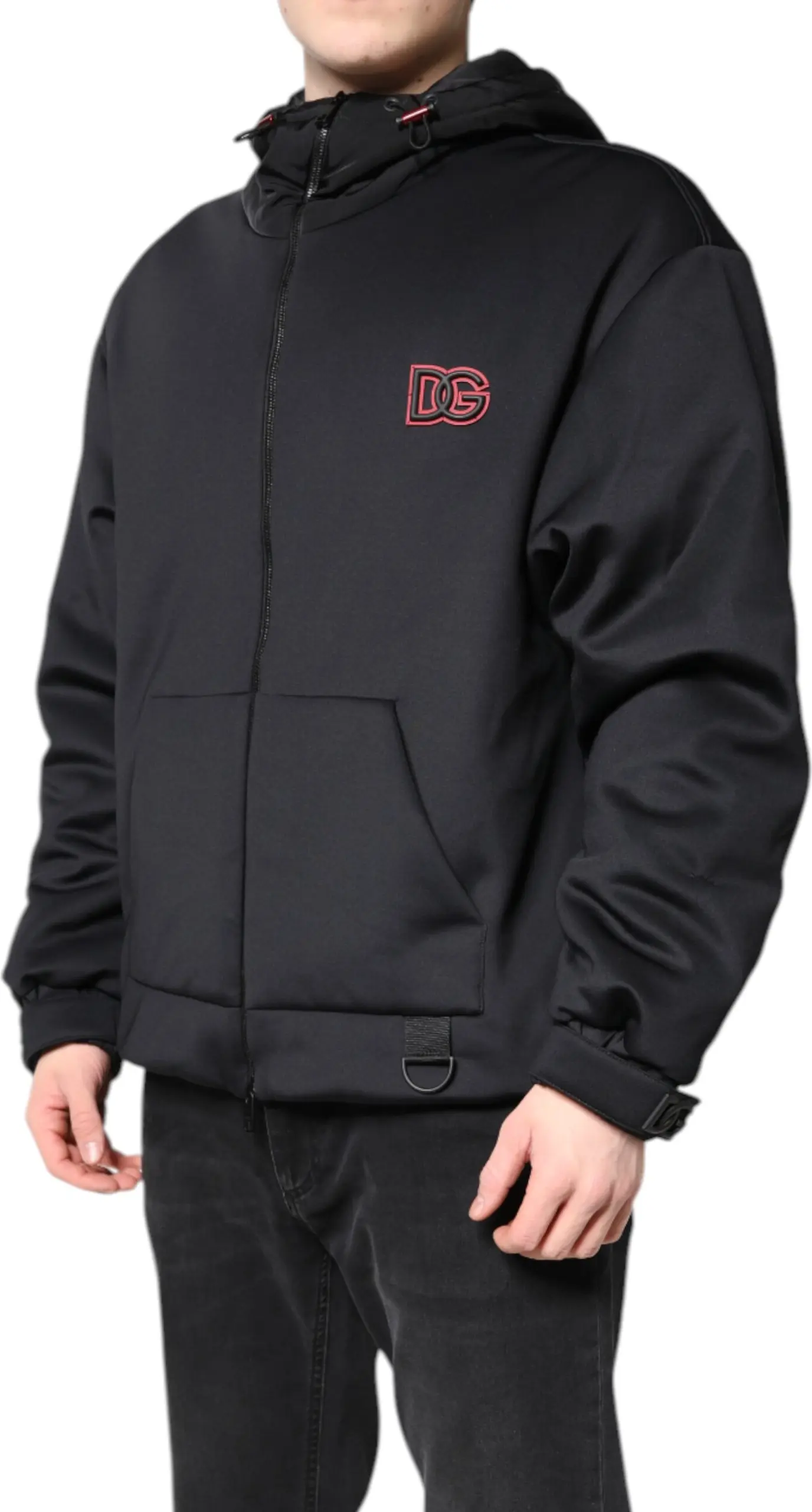 Dolce & Gabbana Qora Poliester DG Kichkintoy Jaketi