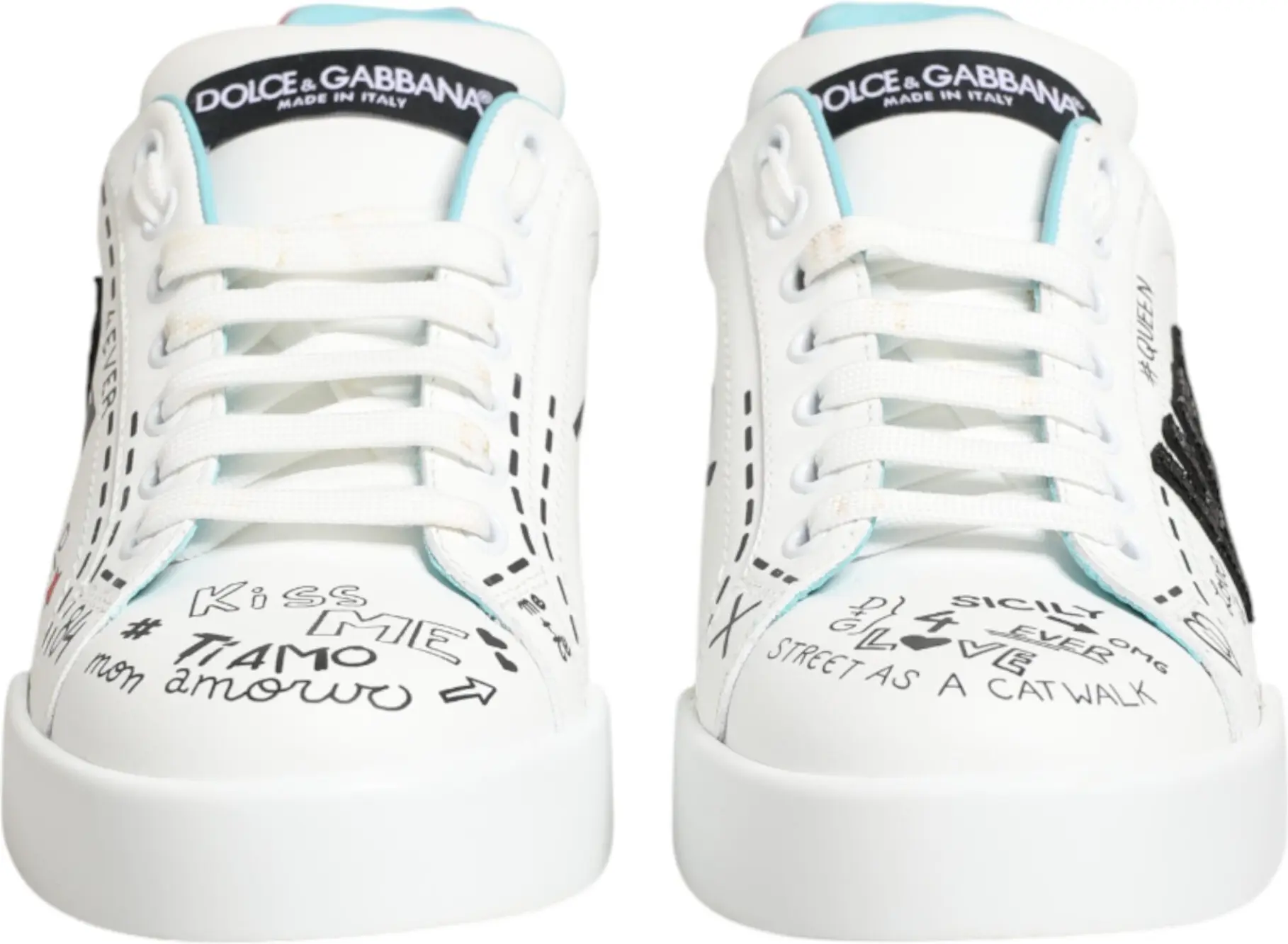 White Leather Sneakers Shoes Dolce & Gabbana
