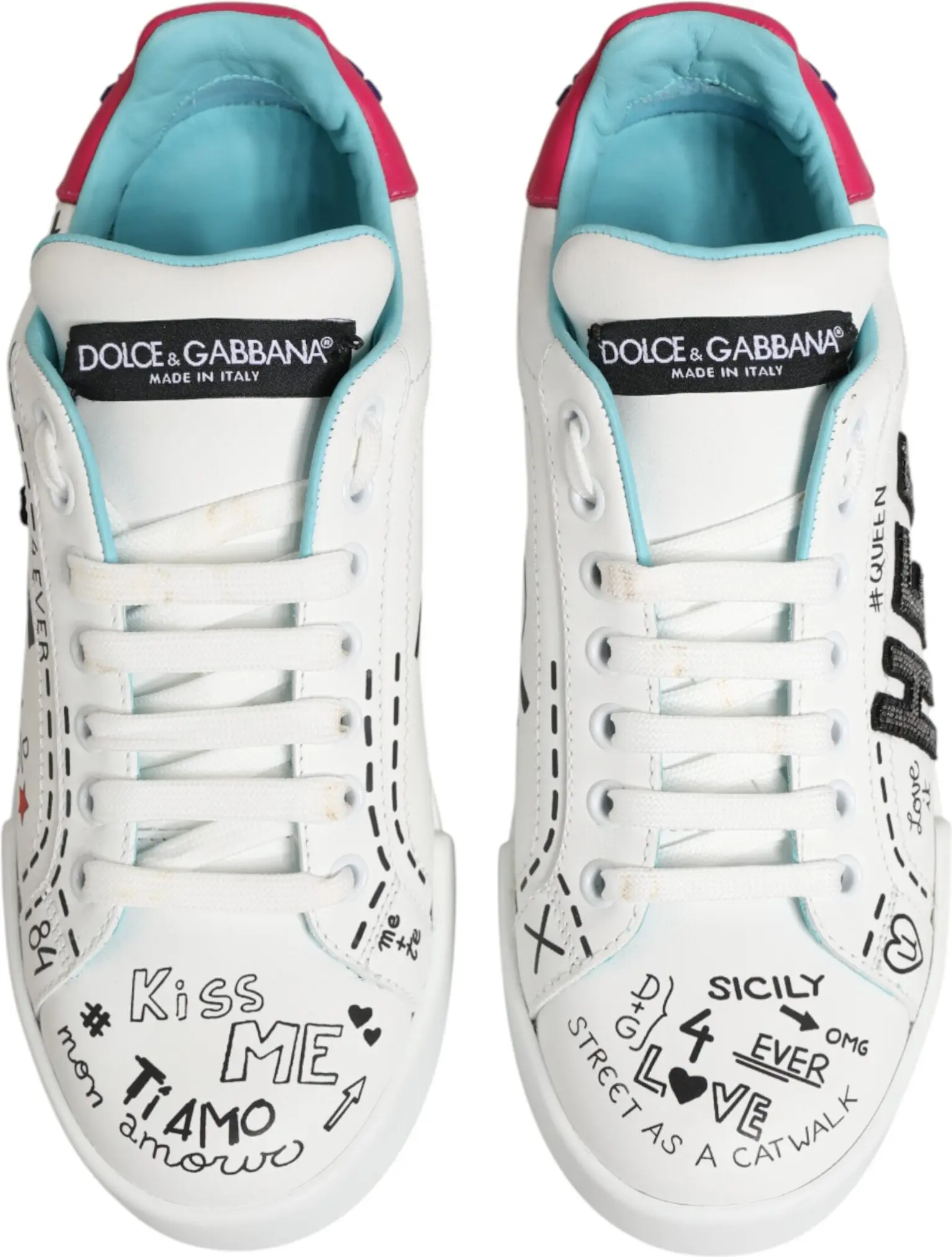 White Leather Sneakers Shoes Dolce & Gabbana