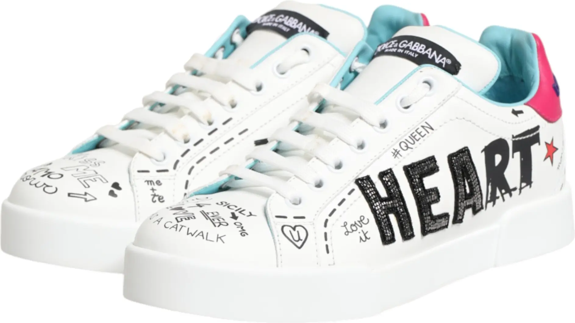 White Leather Sneakers Shoes Dolce & Gabbana