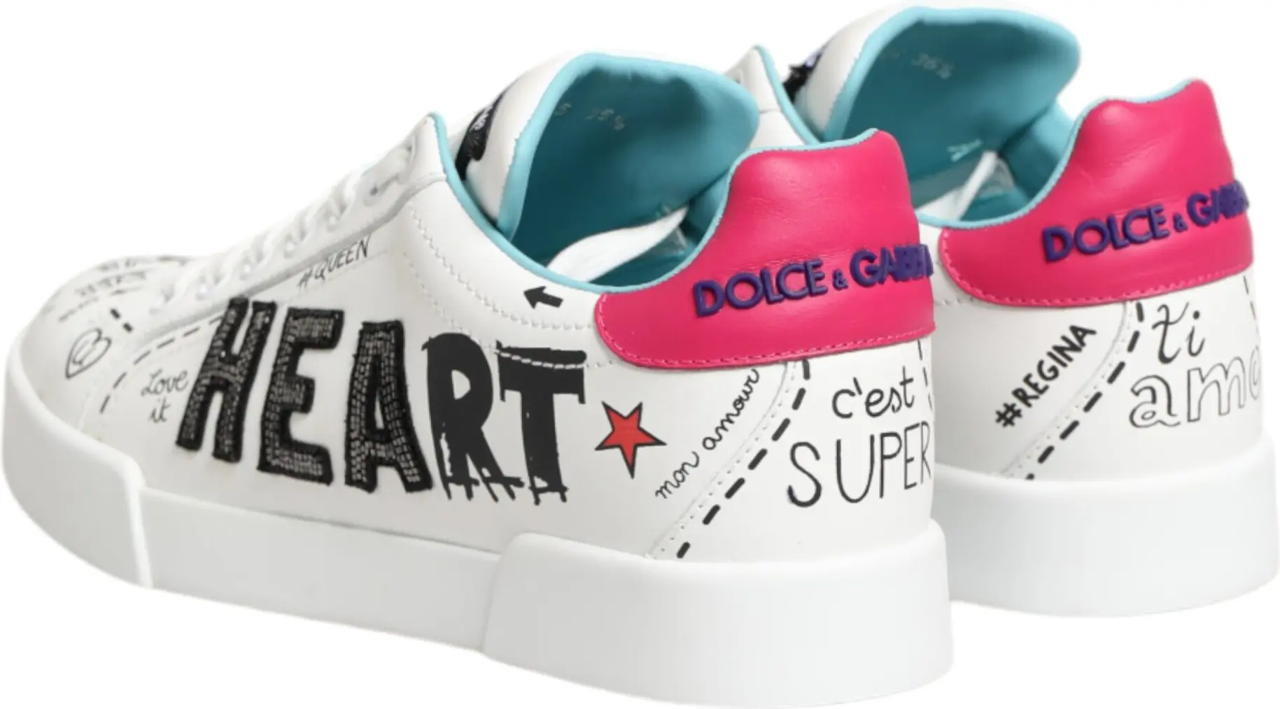 White Leather Sneakers Shoes Dolce & Gabbana