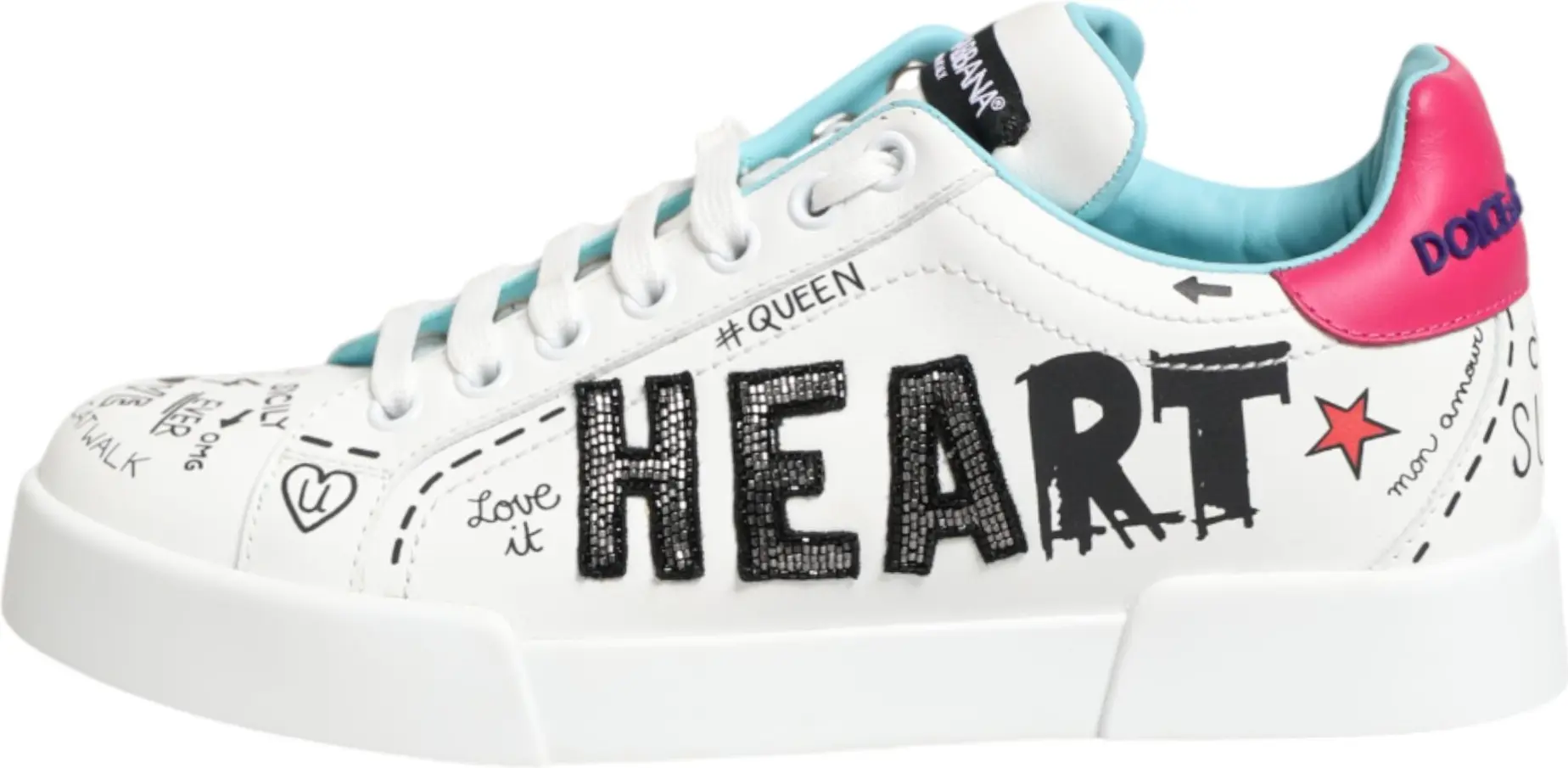 White Leather Sneakers Shoes Dolce & Gabbana