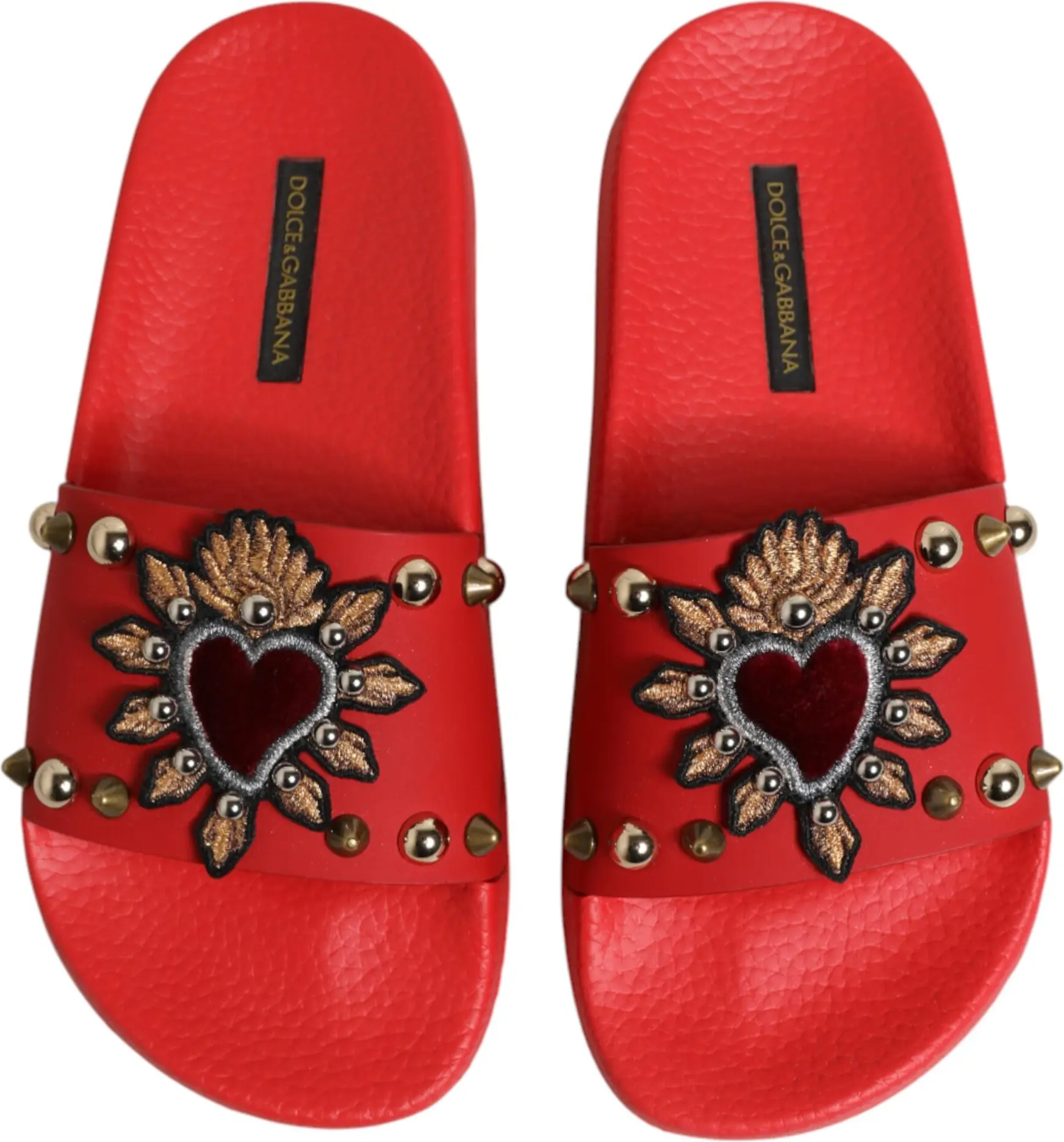 Dolce & Gabbana "Sacred Heart" Red Slippers