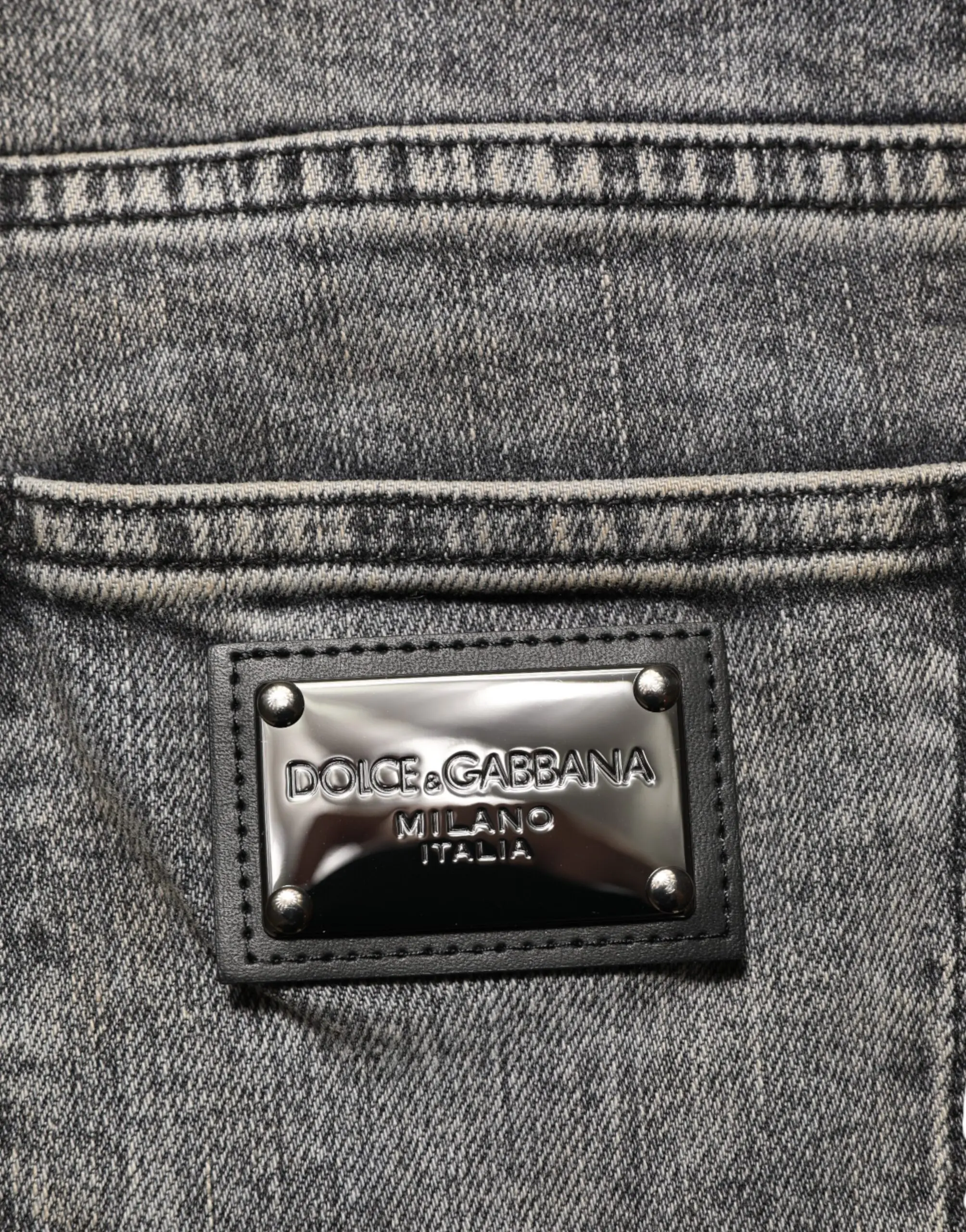 Kulrang paxta cho'ziluvchan ingichka o'lchamdagi erkaklar uchun jinsi shimlar Dolce & Gabbana