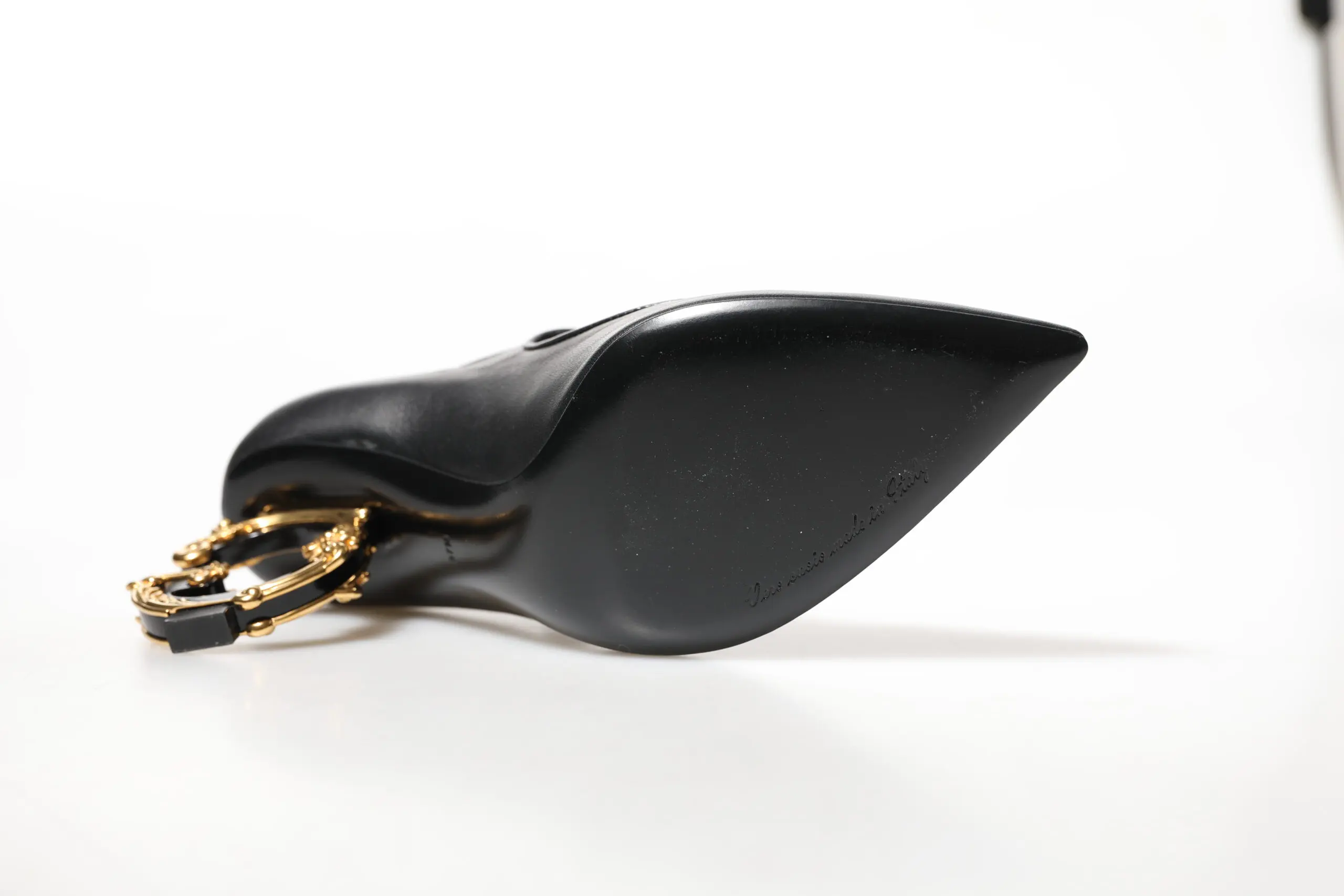 Shoes Dolce & Gabbana Black Leather Logo Heels Mary Janes Pumps