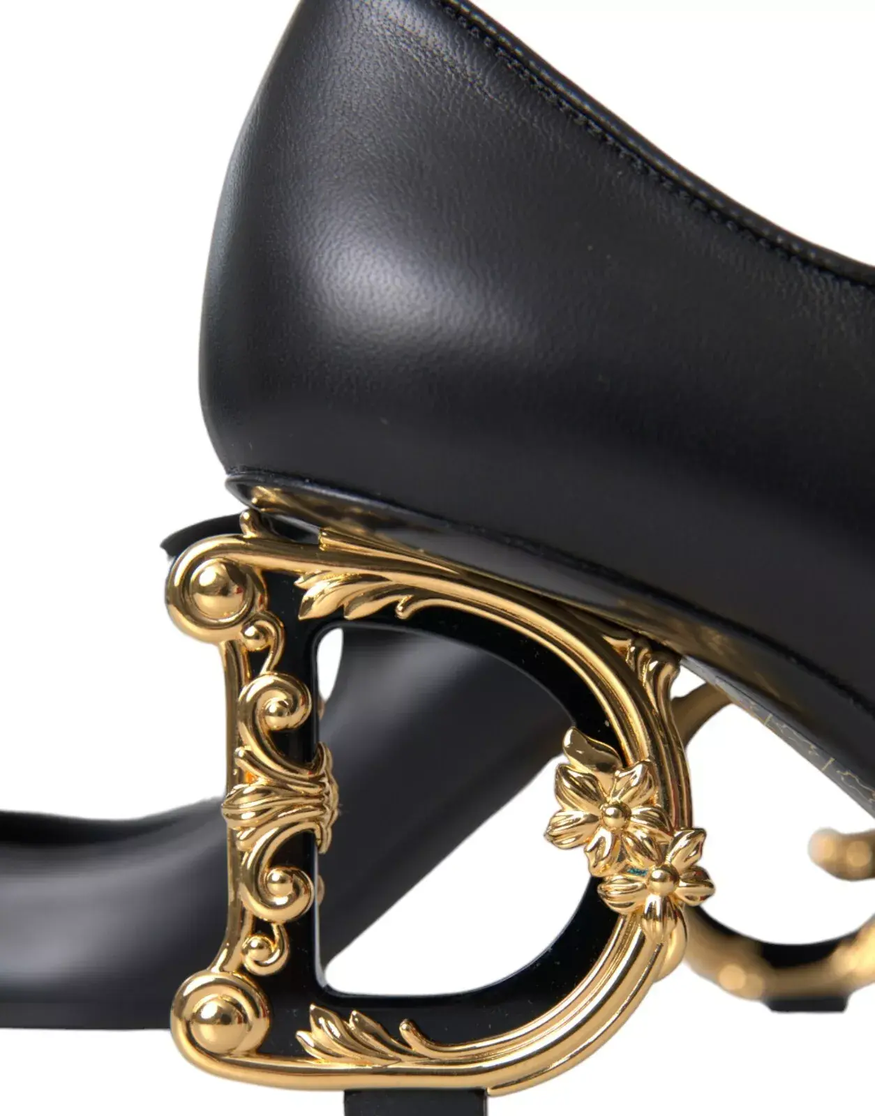 Shoes Dolce & Gabbana Black Leather Logo Heels Mary Janes Pumps