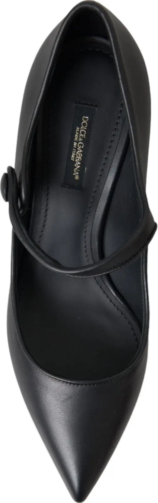 Shoes Dolce & Gabbana Black Leather Logo Heels Mary Janes Pumps