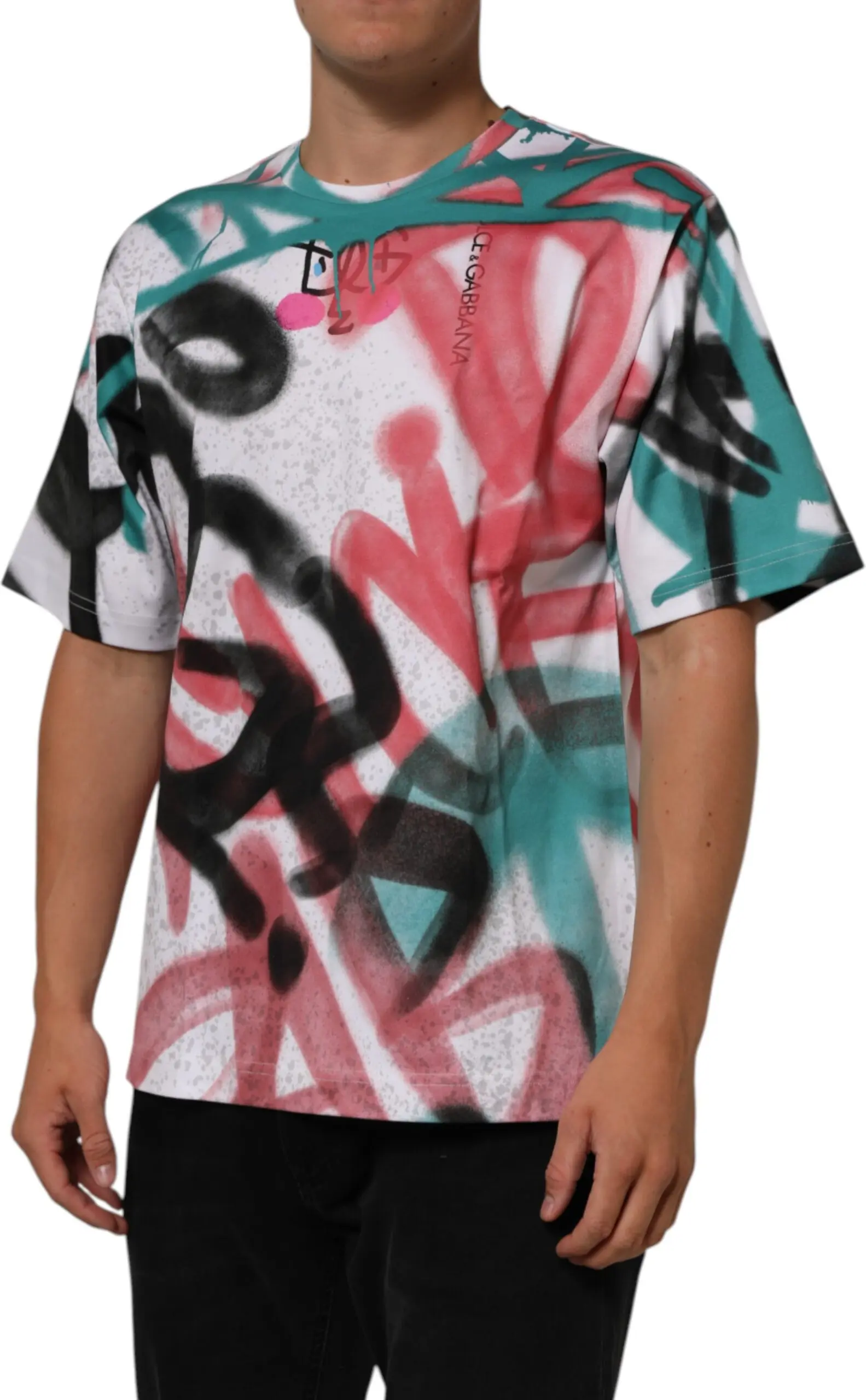 Dolce & Gabbana oq graffiti Donsiz qisqa yengli futbolka