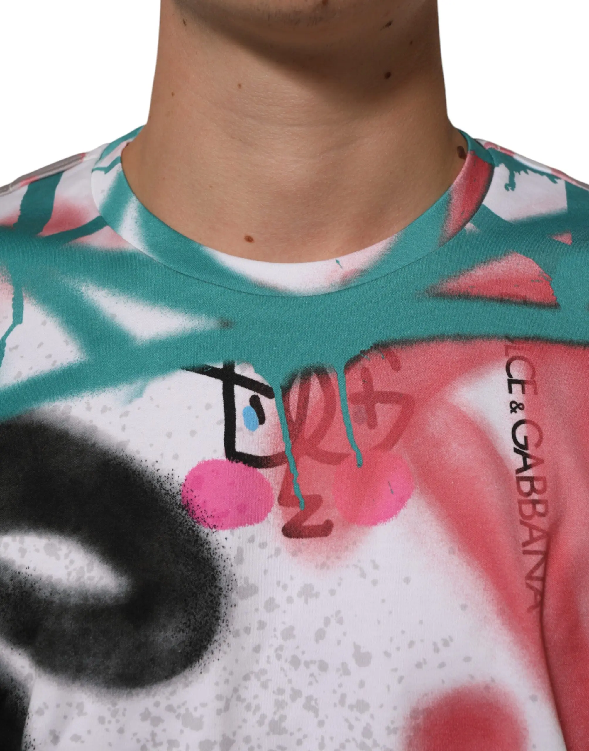 Dolce & Gabbana oq graffiti Donsiz qisqa yengli futbolka
