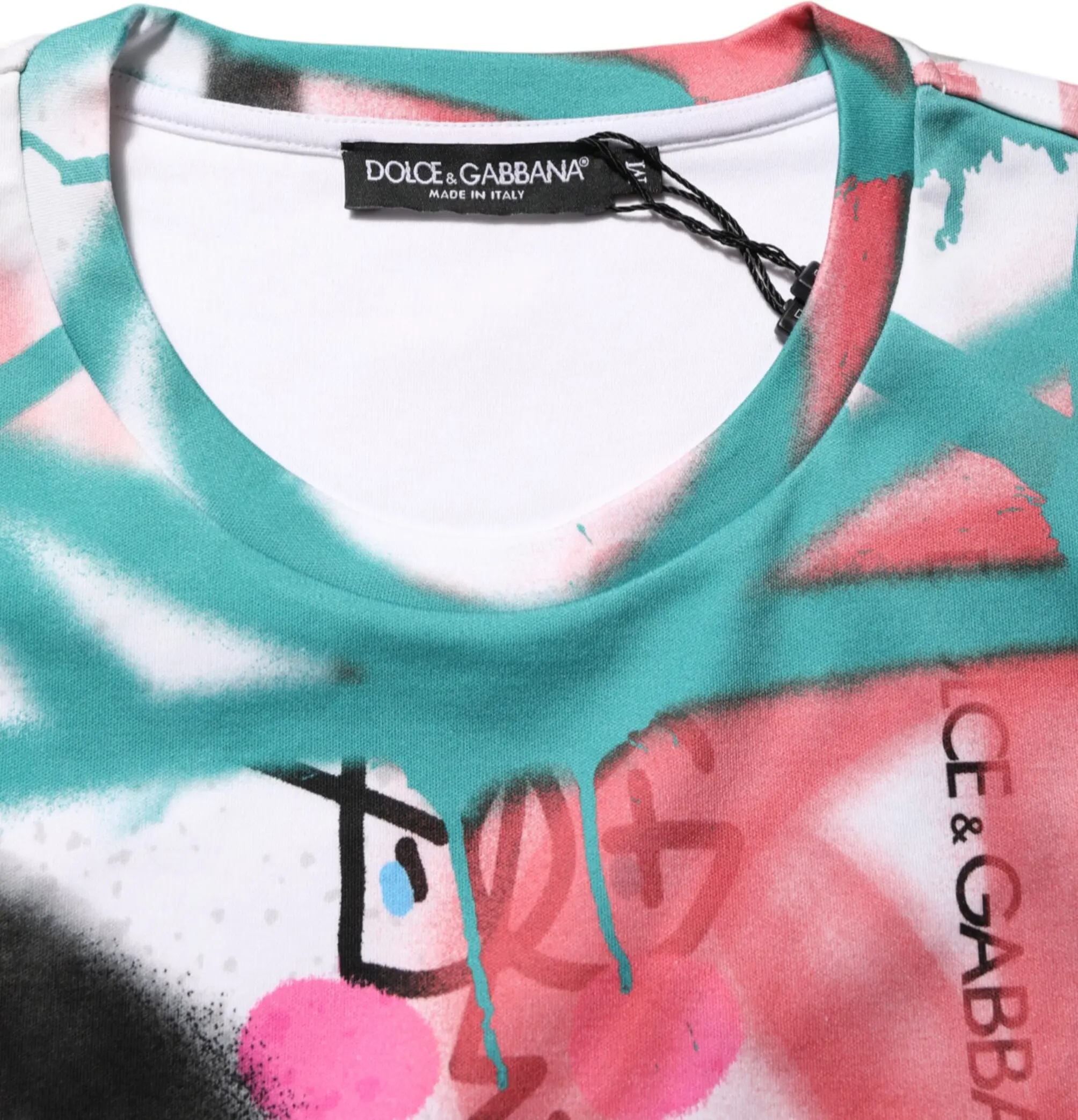 Dolce & Gabbana oq graffiti Donsiz qisqa yengli futbolka
