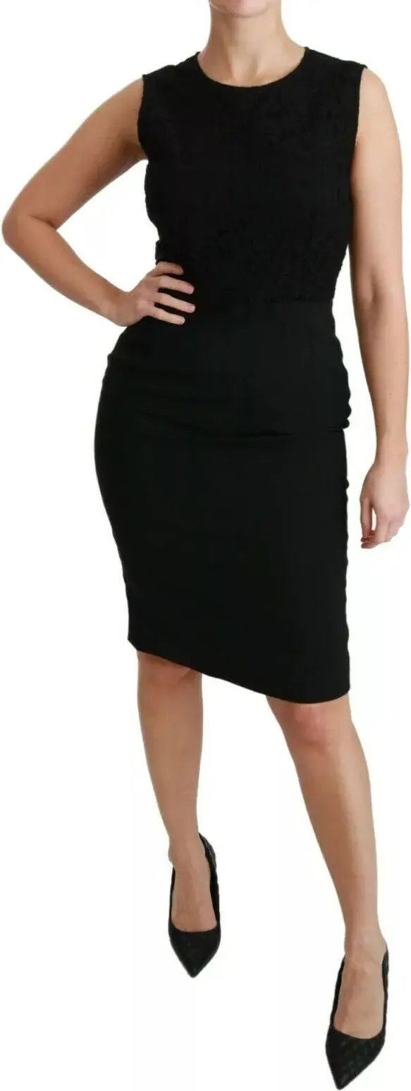 Dress Dolce & Gabbana Black Lace Gown Bodycon Sheath STAFF Dress
