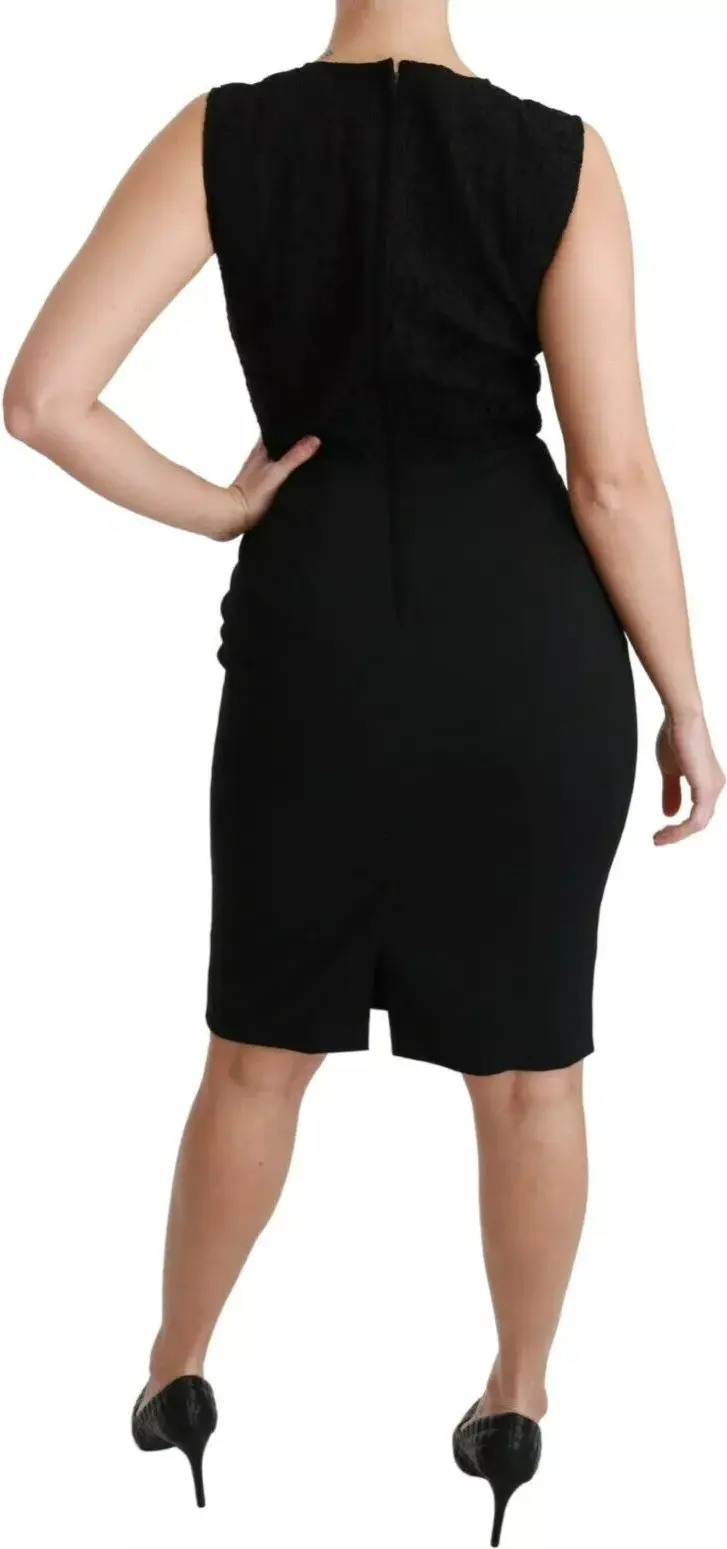 Платье Dolce & Gabbana черное кружевное облегающее платье-футляр STAFF Dress