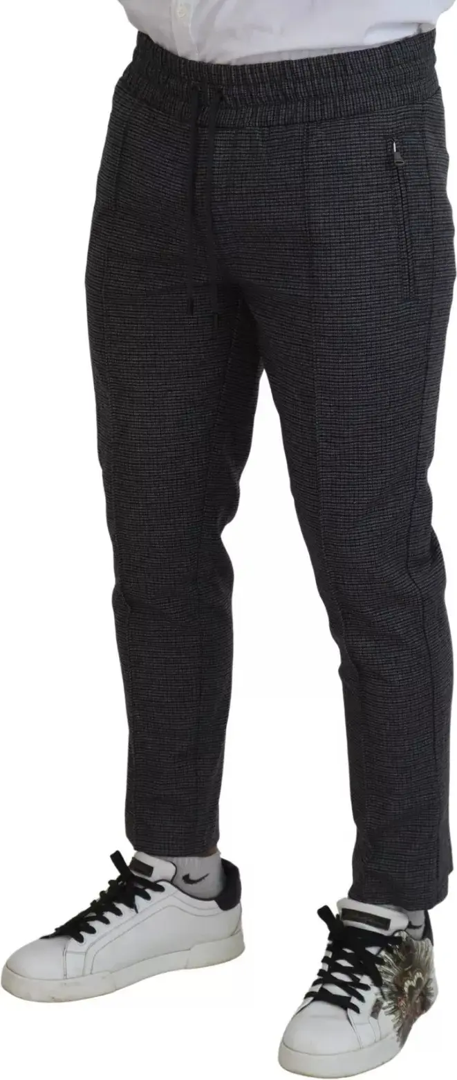 Trouser Pants Dolce & Gabbana Gray Striped Wool Skinny