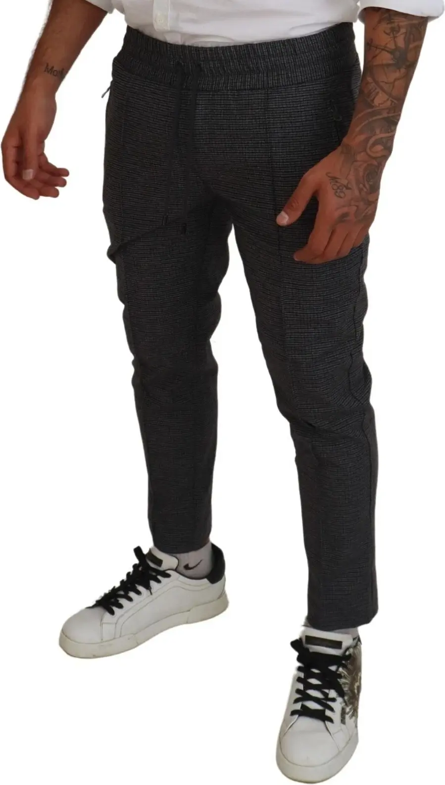 Trouser Pants Dolce & Gabbana Gray Striped Wool Skinny
