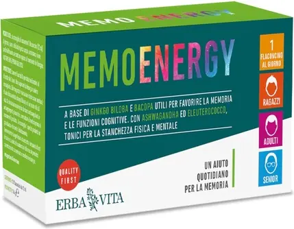 Erba Vita Memo Energy Vials Oziq-ovqat qo'shimchasi