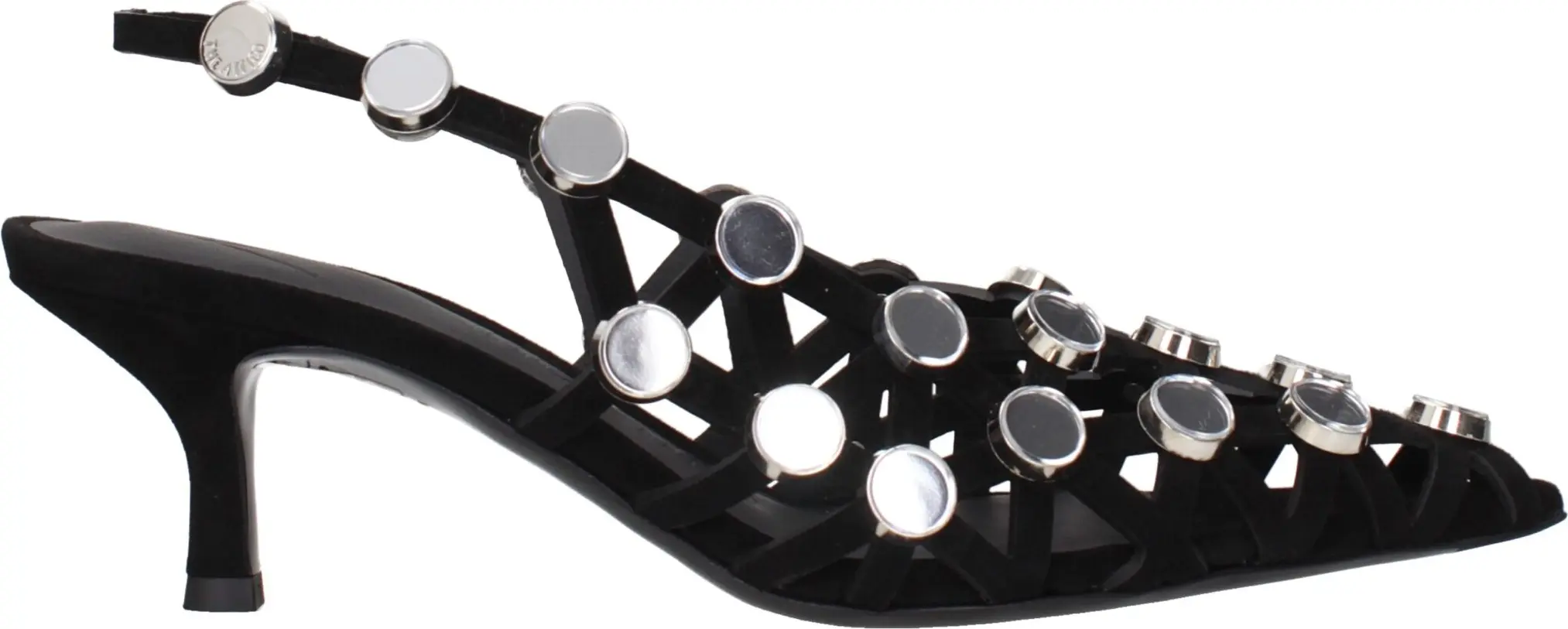 The Attico Black Leather Stiletto Heel Sandals