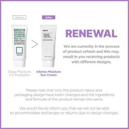 Sun Cream Rovectin Intense Moisture Sun Cream Deep Moisturize Mineral Sunscreen UV