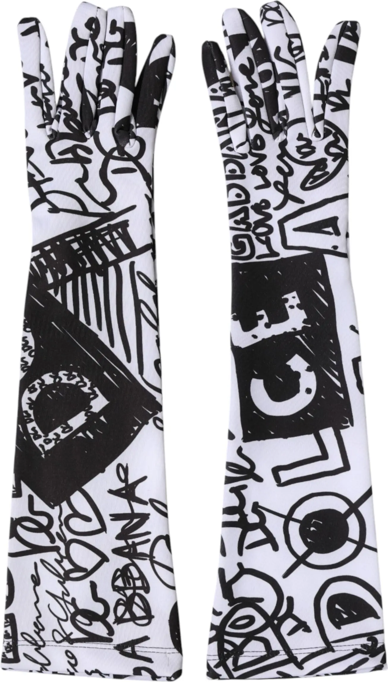 Dolce & Gabbana DG logotipli qo'lqoplar, tirsakkacha bo'lgan uzunlikdagi mittenlar