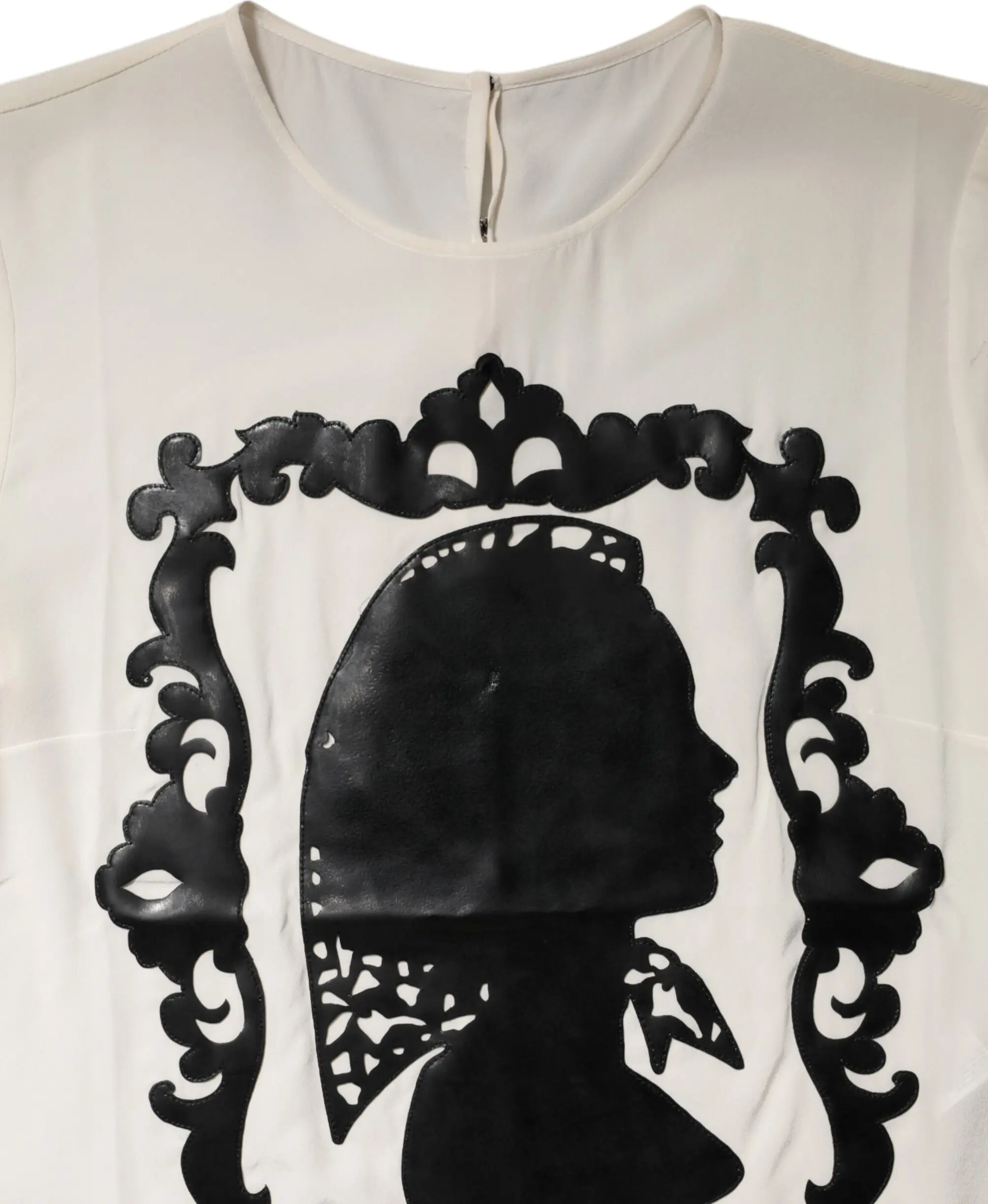 Топ с коротким рукавом Cream Silk Silhouette Detail от Dolce & Gabbana