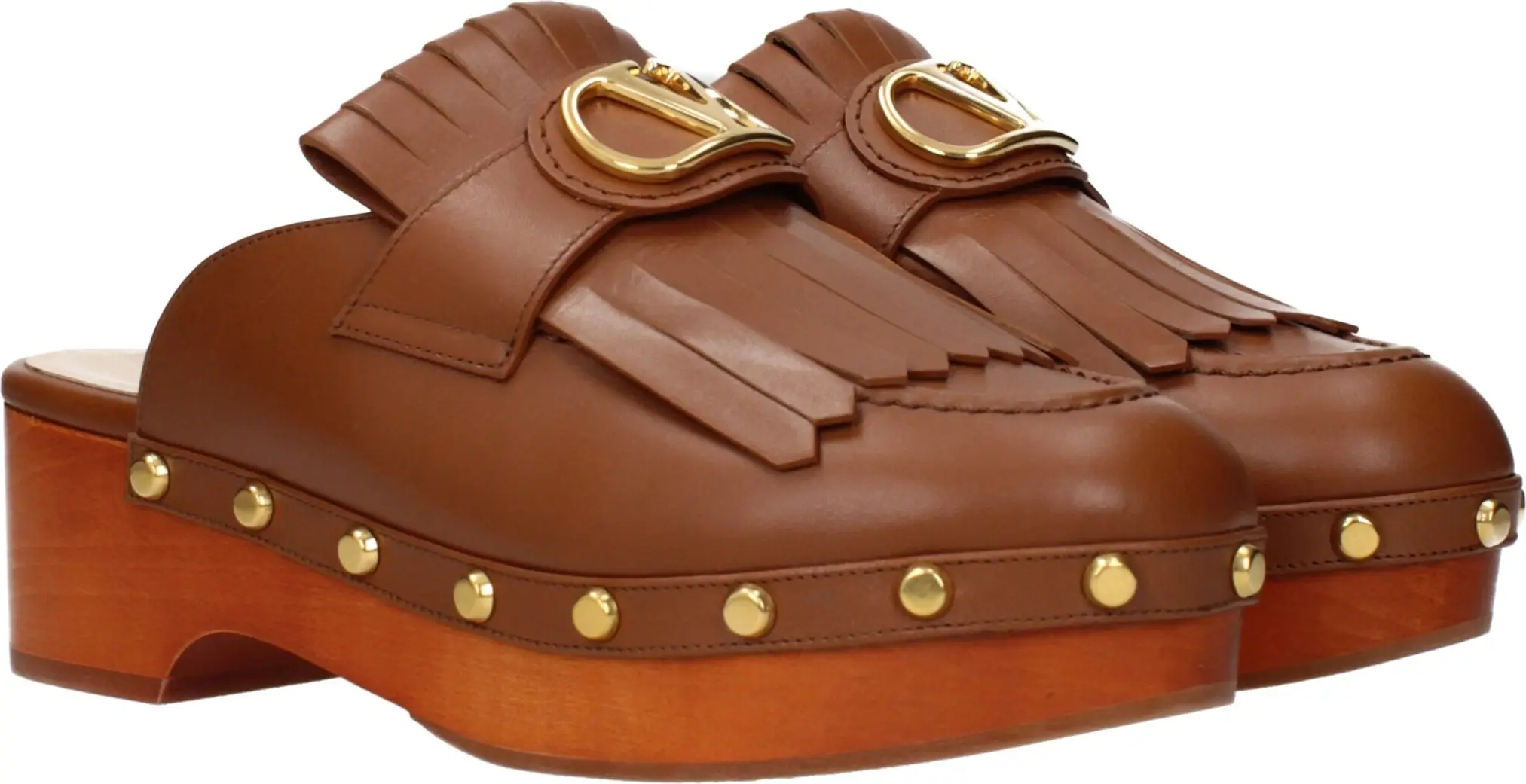 Коричневые кожаные биркенштоки Valentino Garavani
