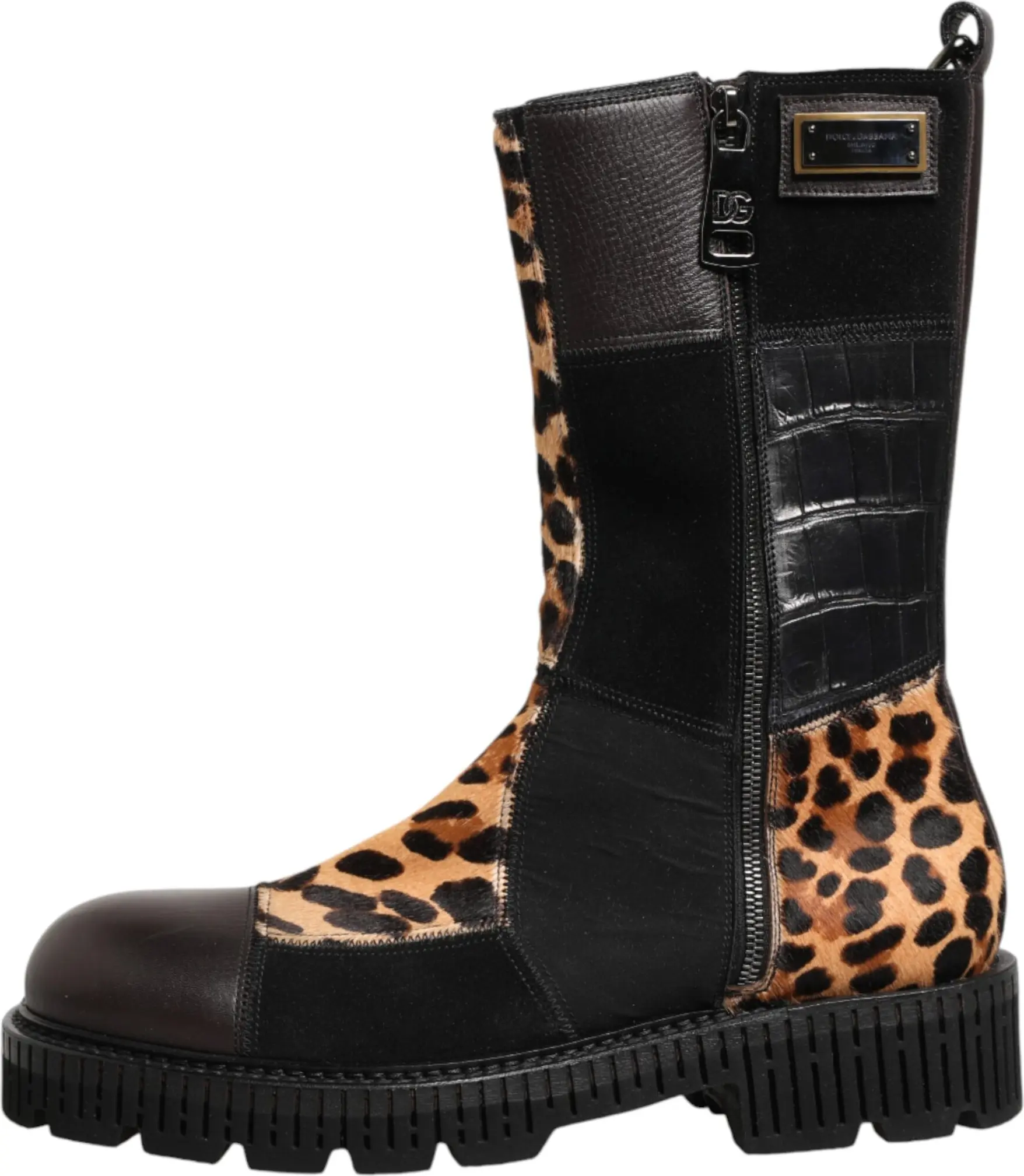 Multicolor Leopard Mid Calf Boots Shoes Dolce & Gabbana