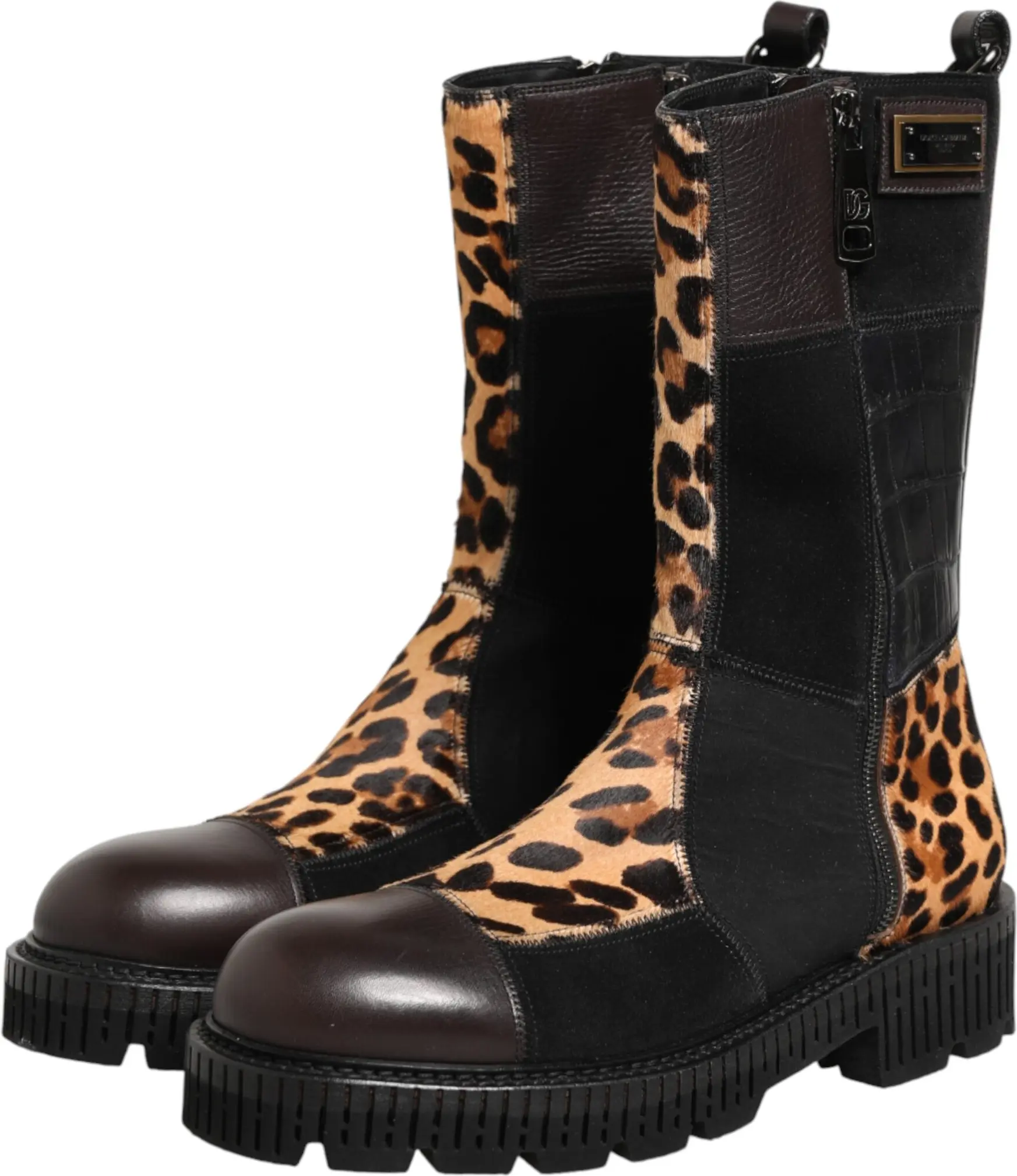 Multicolor Leopard Mid Calf Boots Shoes Dolce & Gabbana