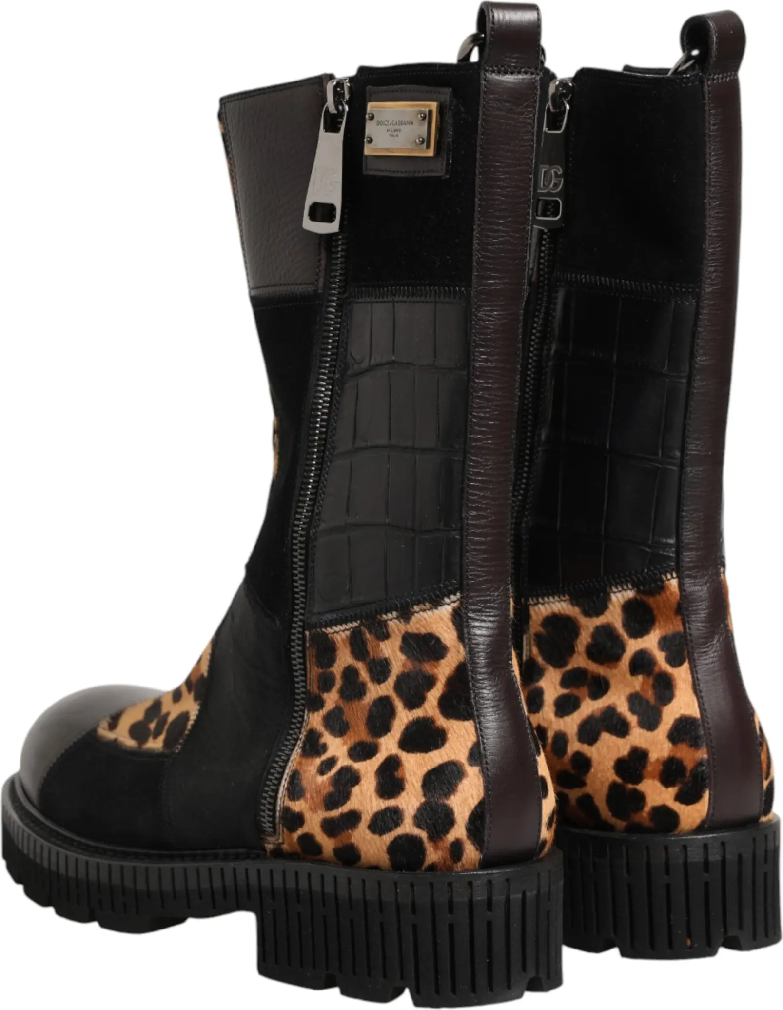 Multicolor Leopard Mid Calf Boots Shoes Dolce & Gabbana
