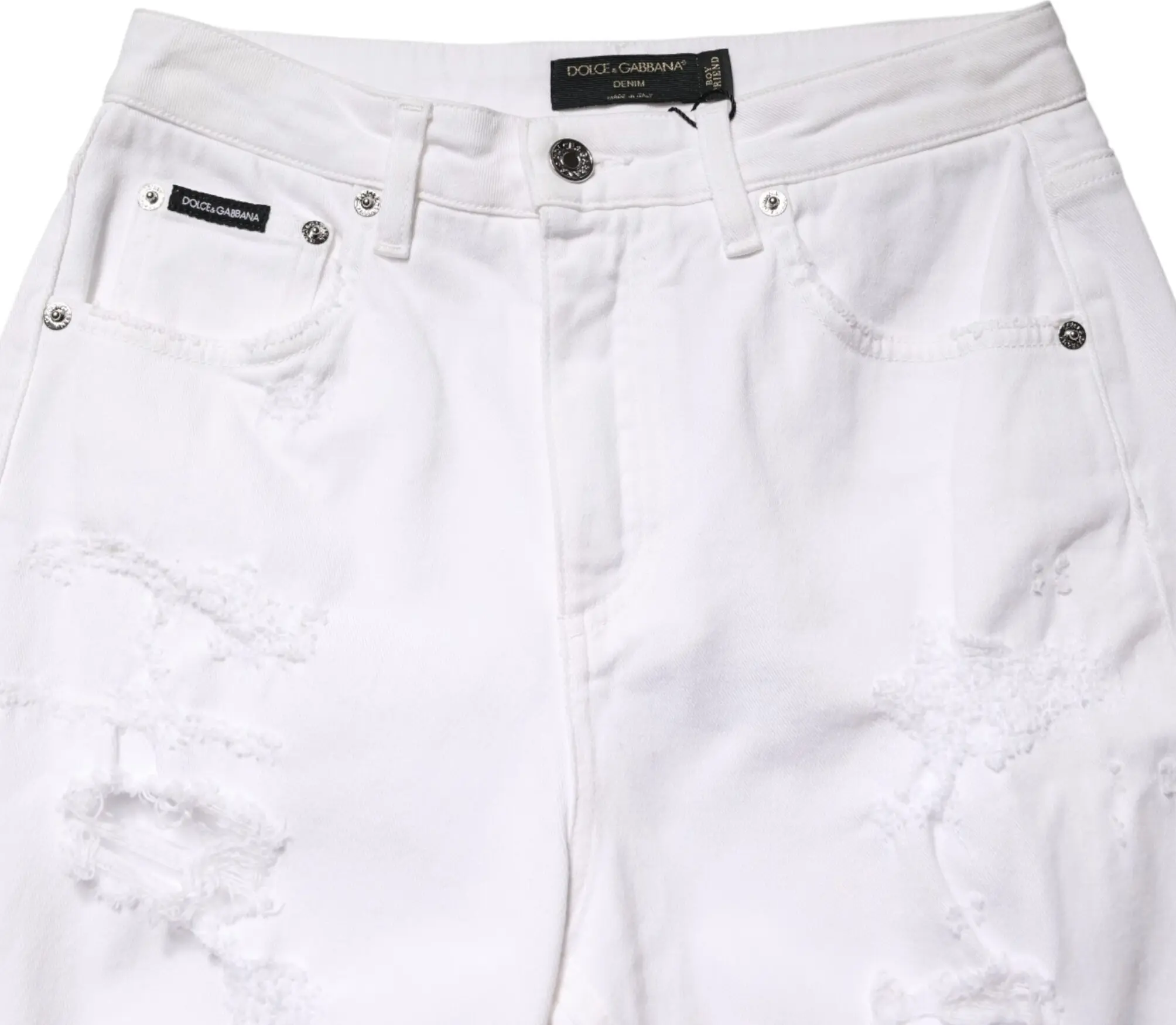 Jeans White Distressed Cotton BOYFRIEND Denim Jeans