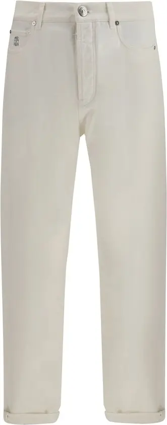 White Cotton Straight-Leg Jeans Brunello Cucinelli